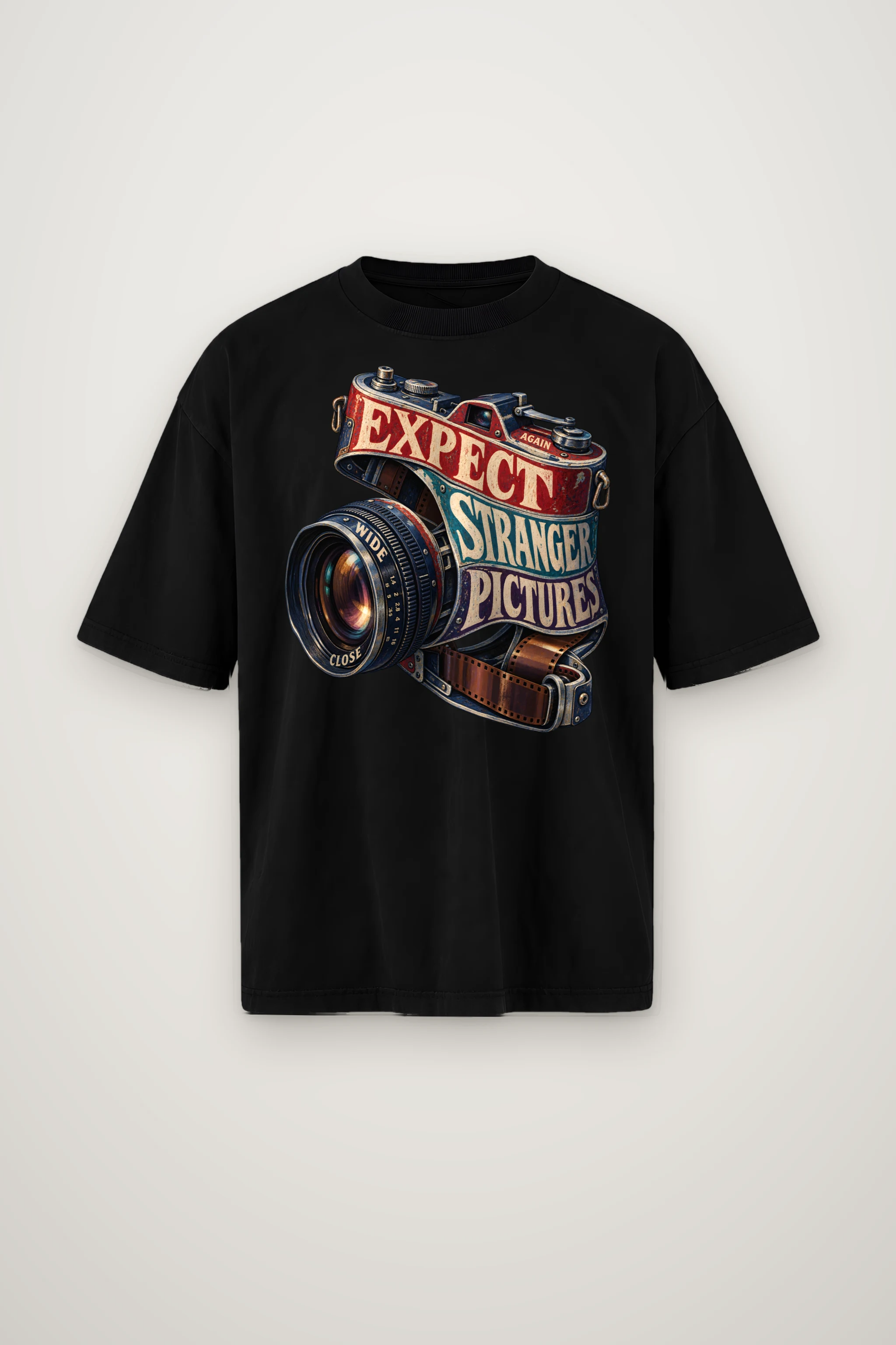 "Expect Stranger Pictures" Men's Oversized Heavyweight Crewneck T-Shirt