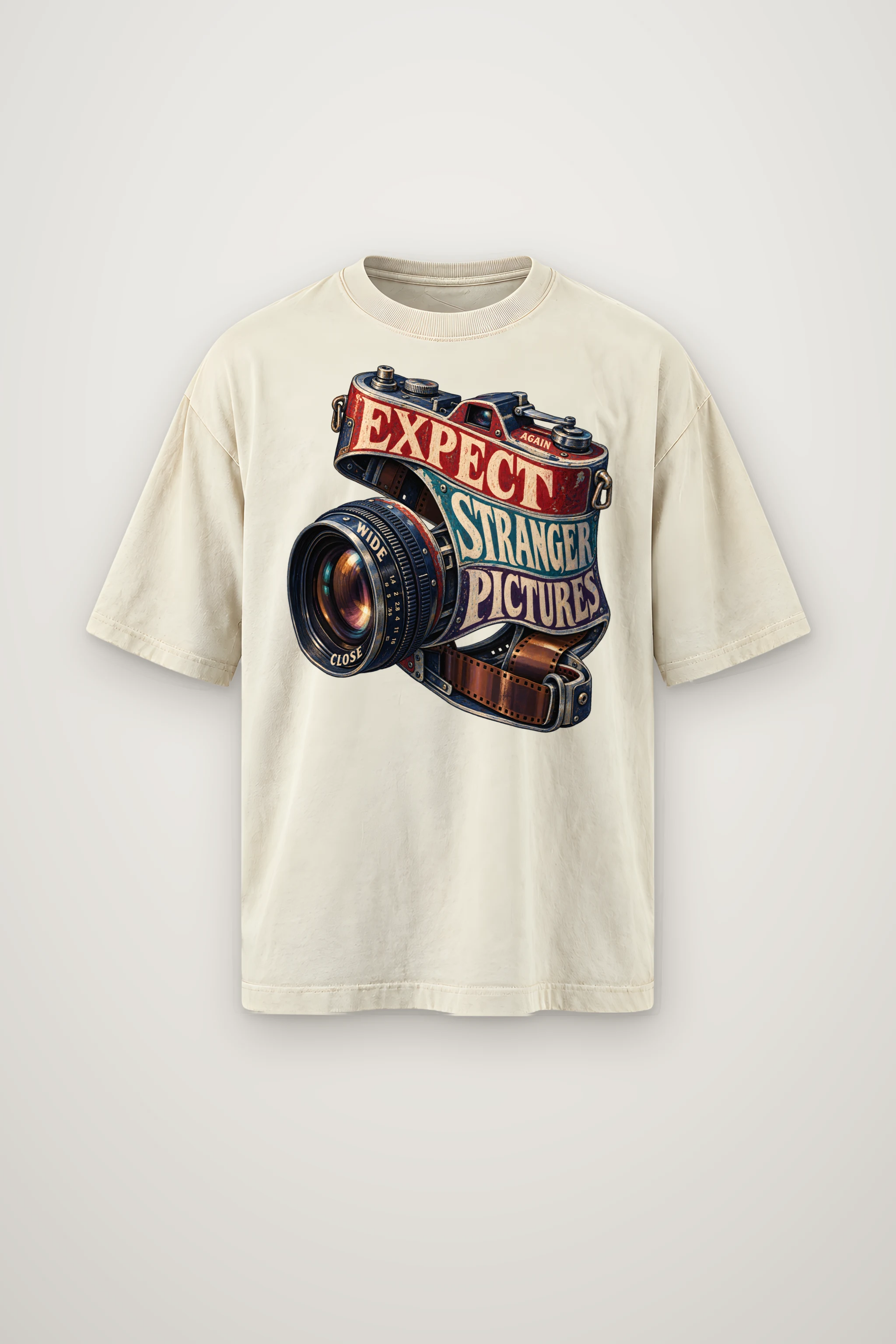"Expect Stranger Pictures" Men's Oversized Heavyweight Crewneck T-Shirt