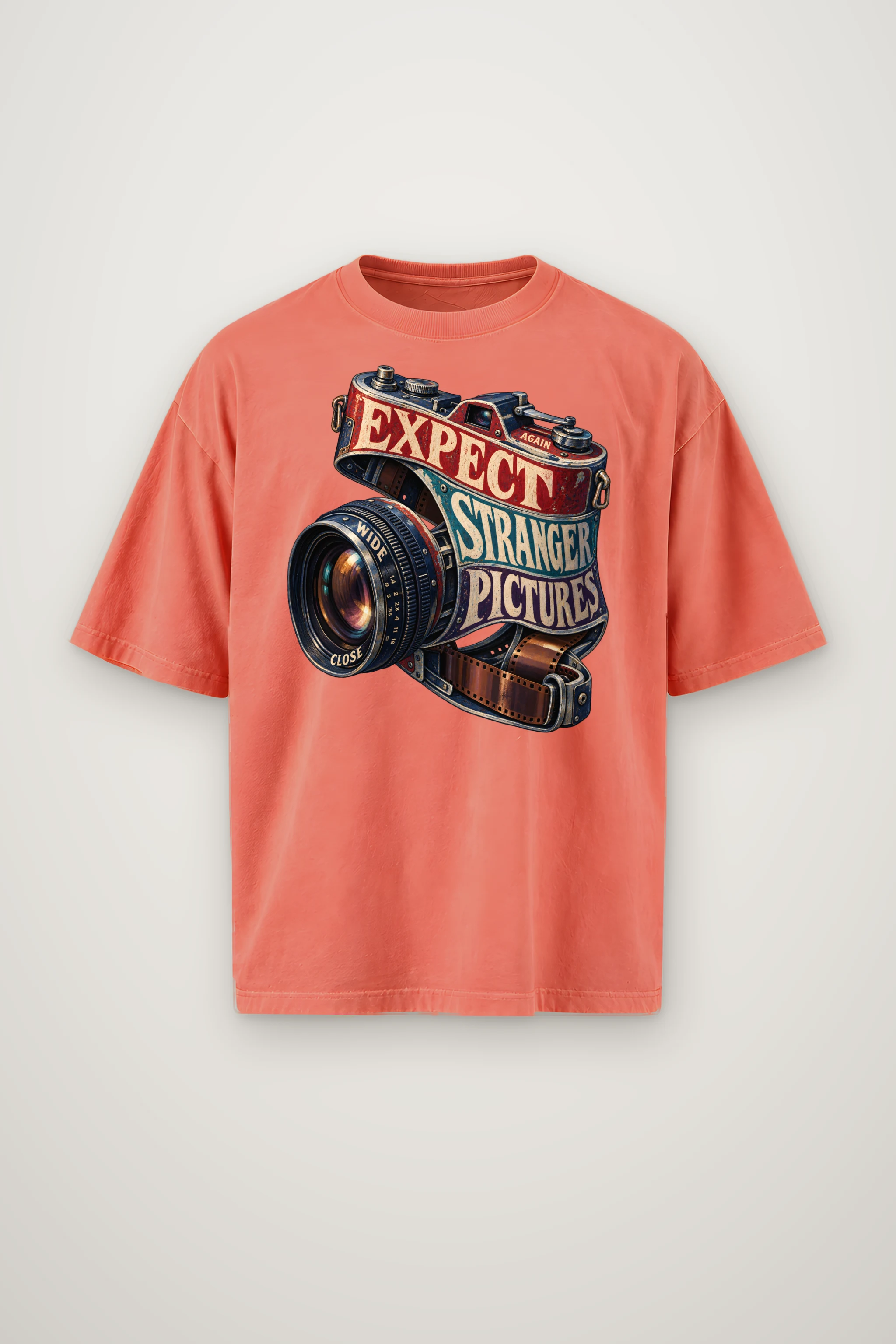 "Expect Stranger Pictures" Men's Oversized Heavyweight Crewneck T-Shirt