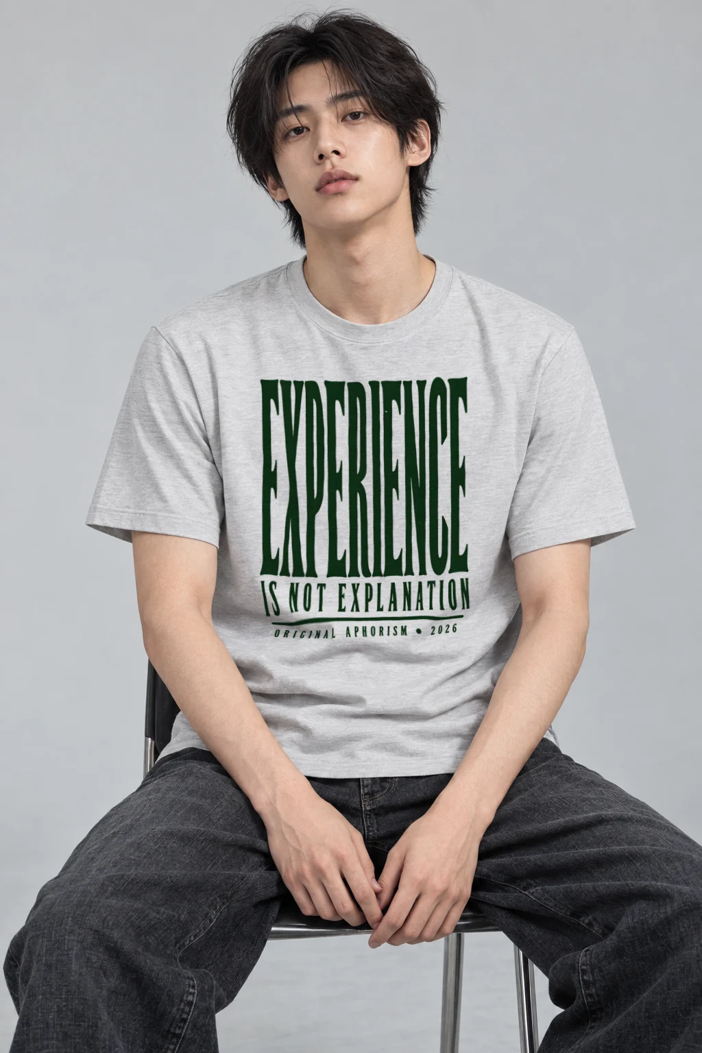 "Experience Is Not Explanation" Heavyweight Unisex Crewneck T-shirt