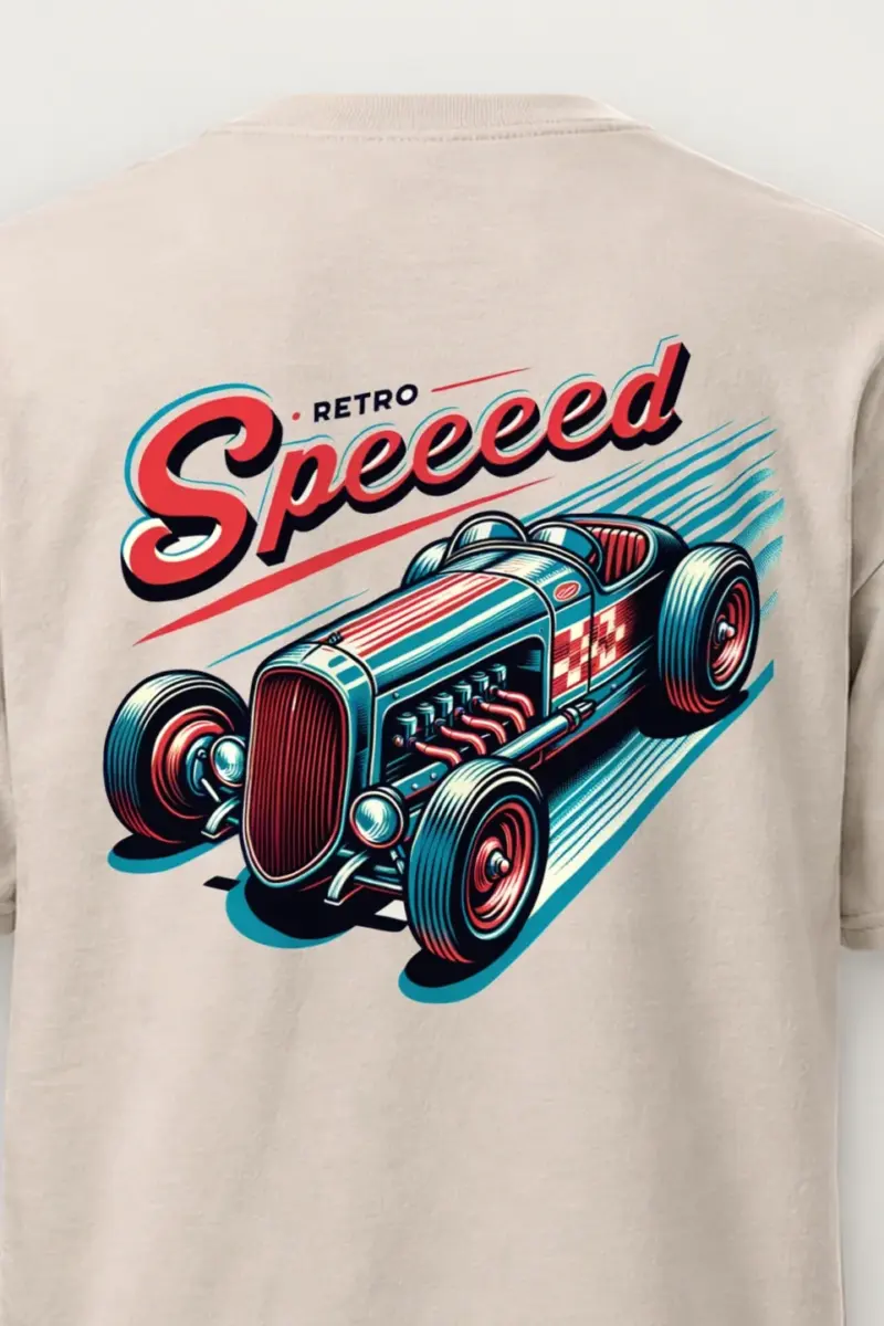 "Exposed Engine Hot Rod" Heavyweight Unisex Crewneck T-shirt - the graphic up close