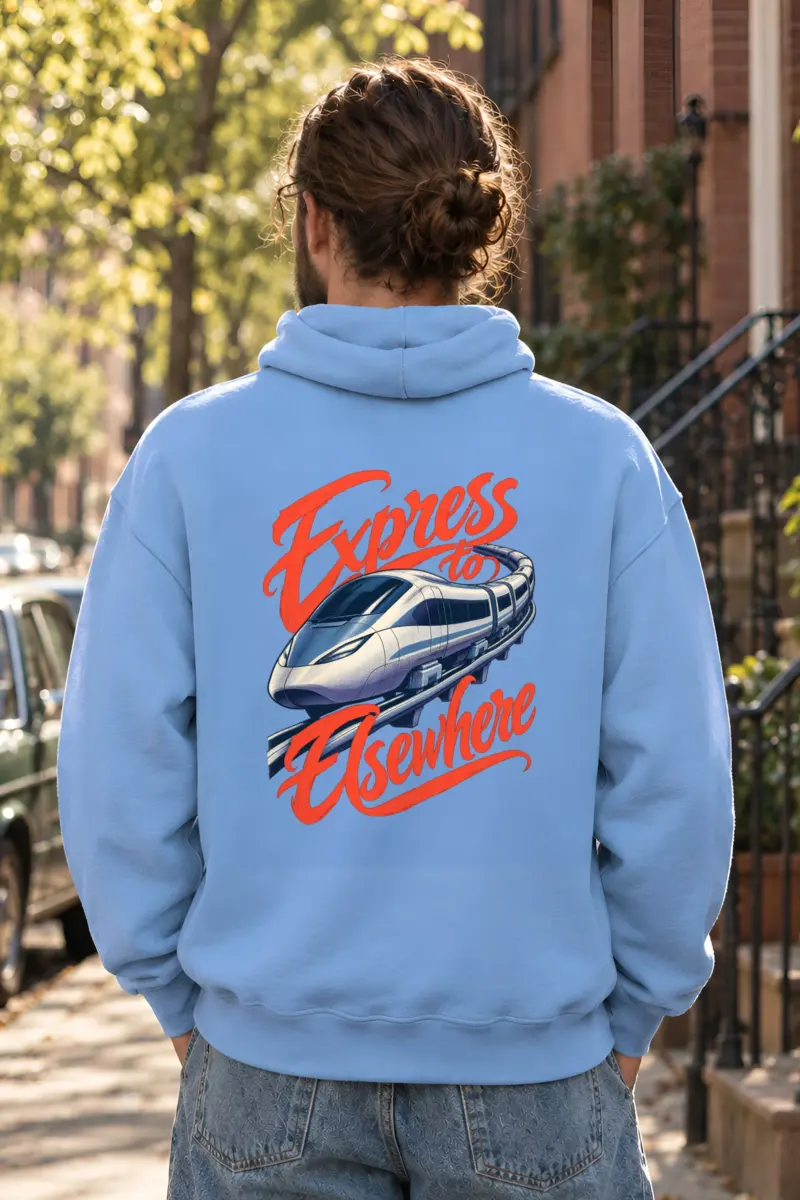"Express to Elsewhere" Heavy Blend Unisex Pullover Hoodie