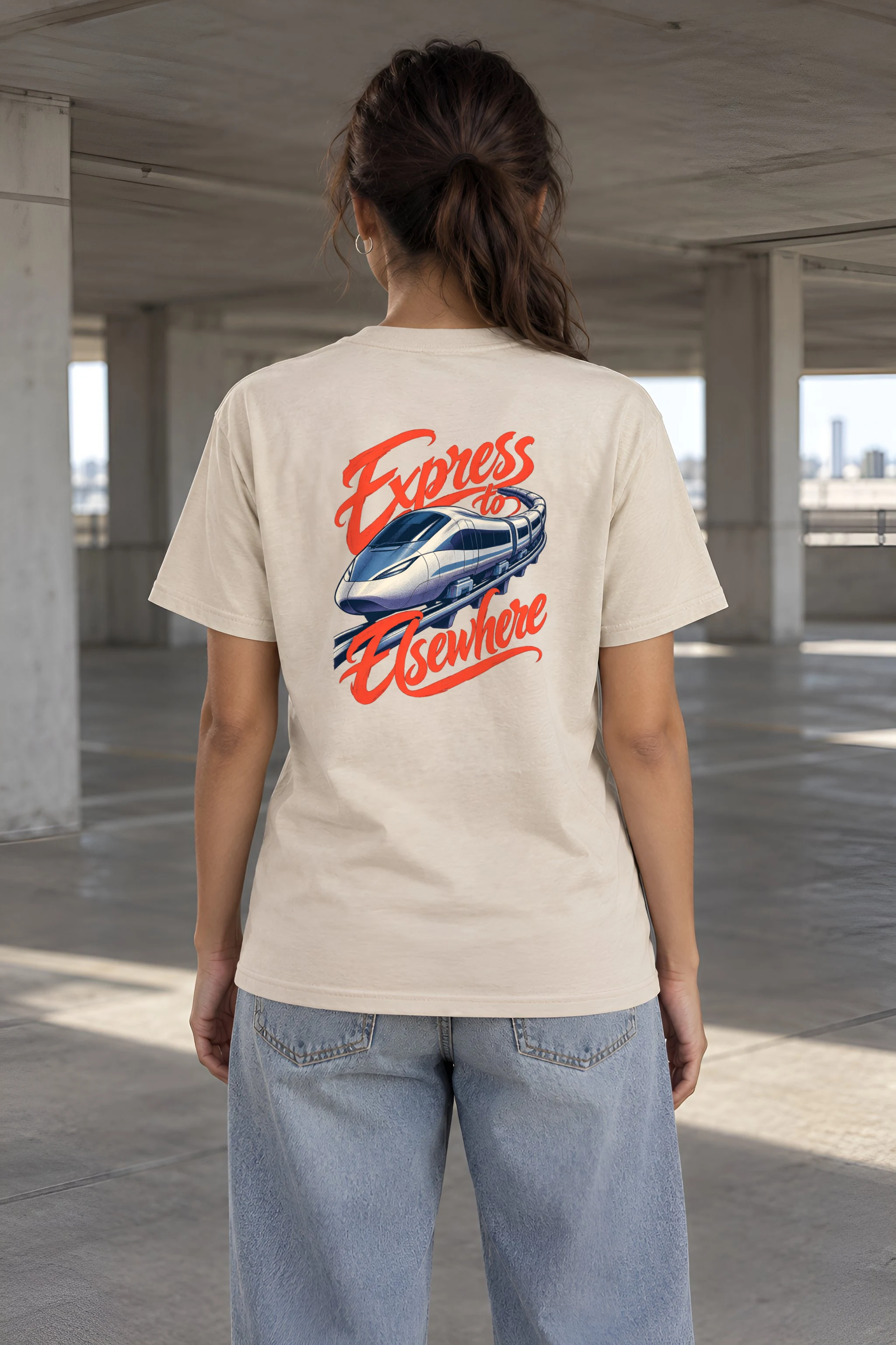 "Express to Elsewhere" Heavyweight Unisex Crewneck T-shirt