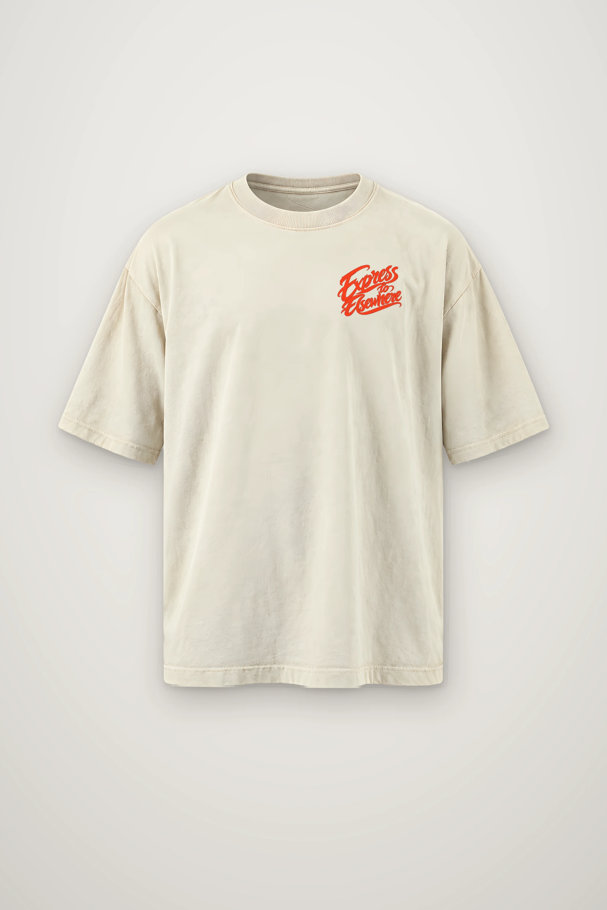 "Express to Elsewhere" Men's Oversized Heavyweight Crewneck T-Shirt