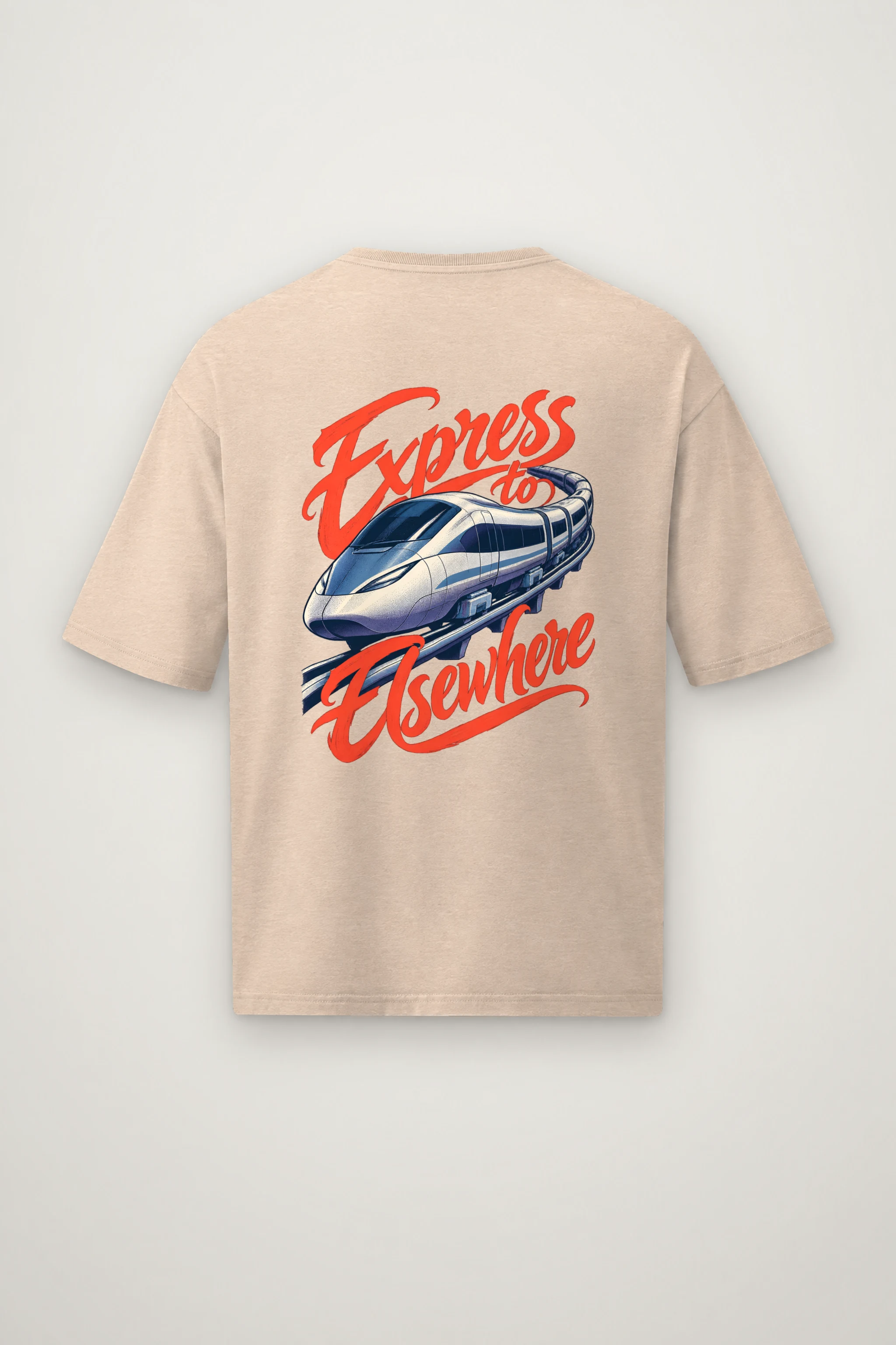"Express to Elsewhere" Men's Oversized Heavyweight Crewneck T-Shirt