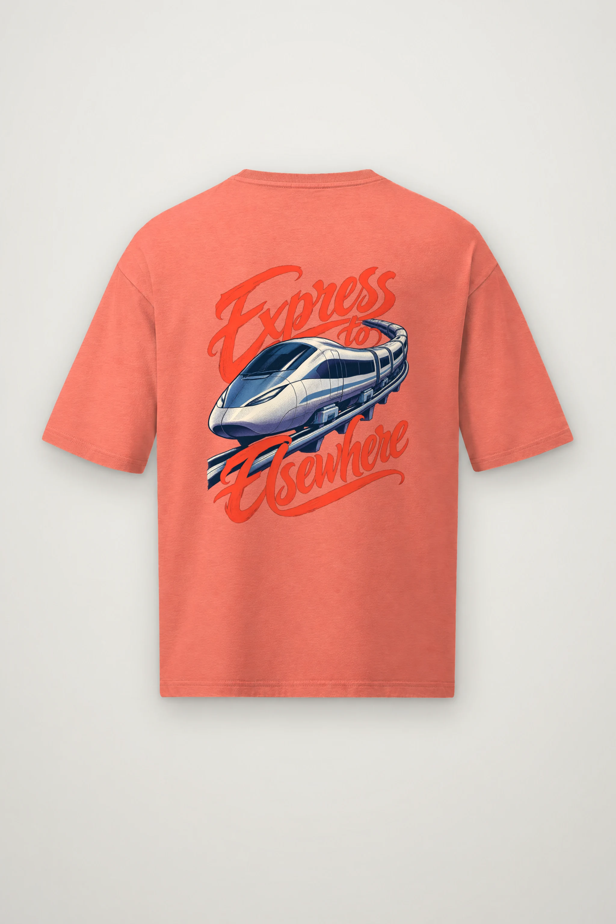 "Express to Elsewhere" Men's Oversized Heavyweight Crewneck T-Shirt
