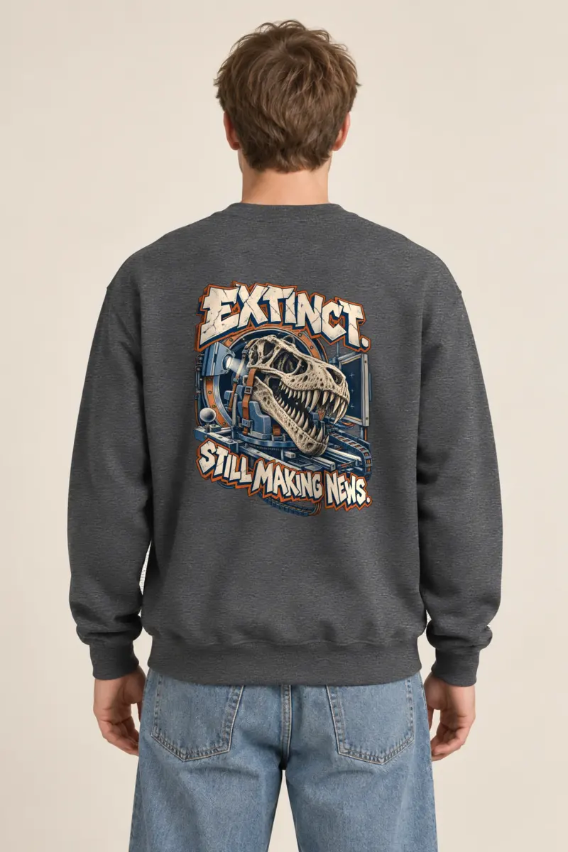 "Extinct. Still Making News." Heavy Blend Unisex Crewneck Sweatshirt