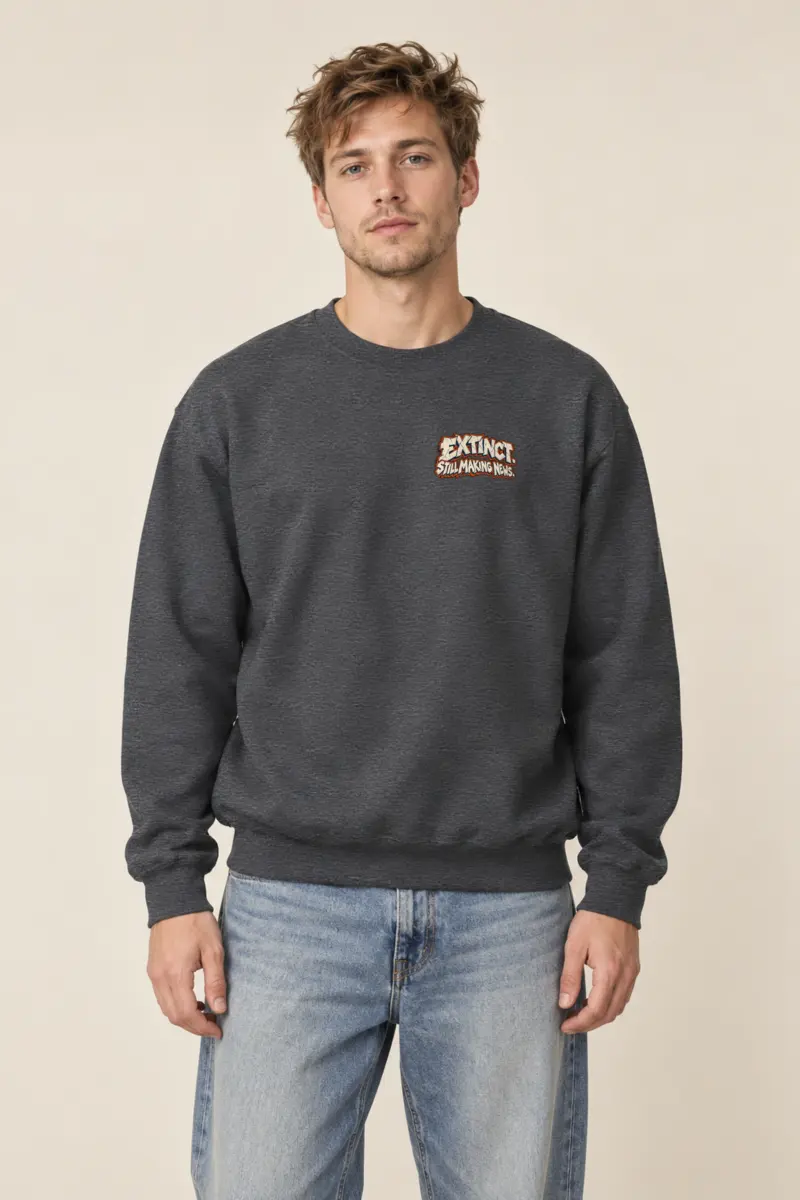 "Extinct. Still Making News." Heavy Blend Unisex Crewneck Sweatshirt