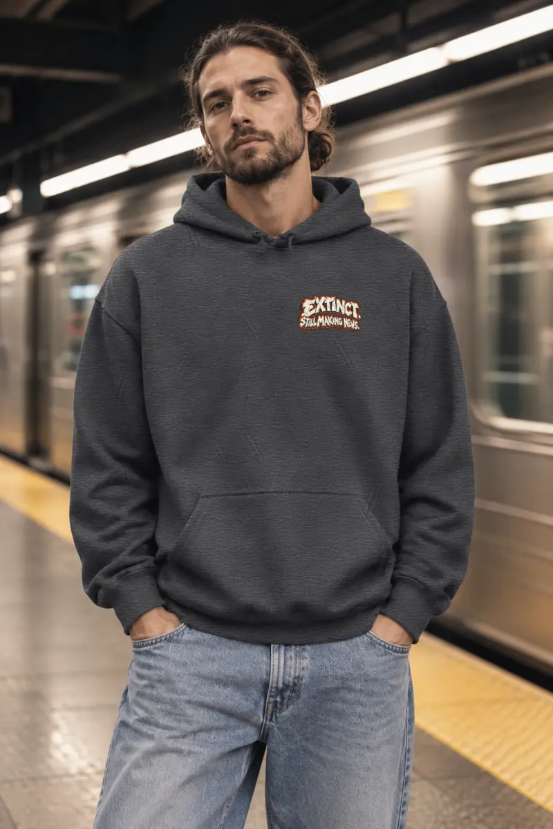 "Extinct. Still Making News." Heavy Blend Unisex Pullover Hoodie