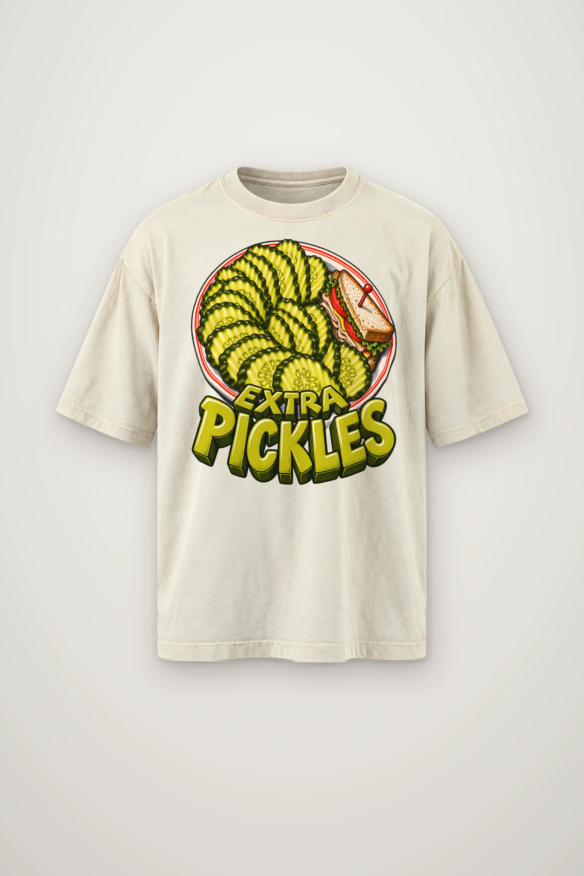 "Extra Pickles" Men's Oversized Heavyweight Crewneck T-Shirt