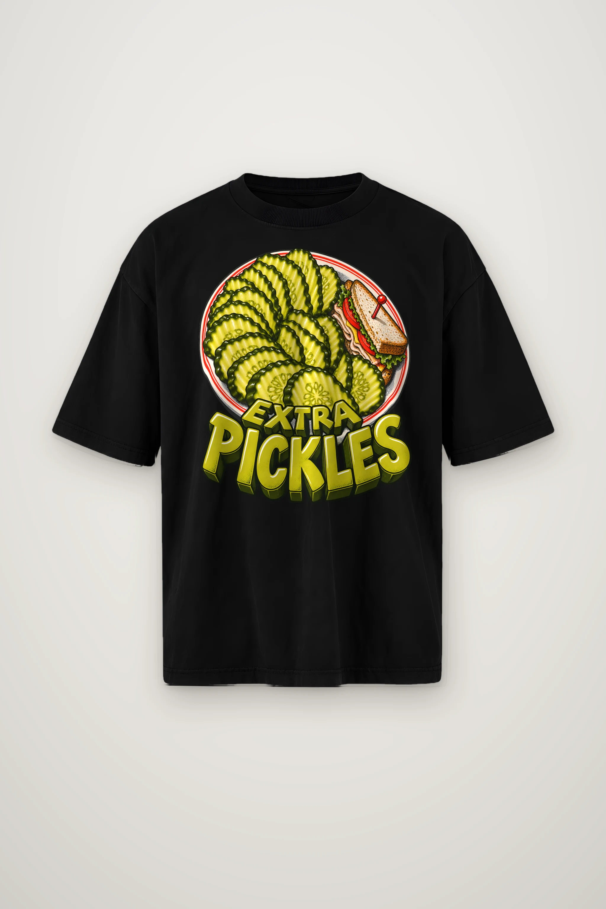 "Extra Pickles" Men's Oversized Heavyweight Crewneck T-Shirt