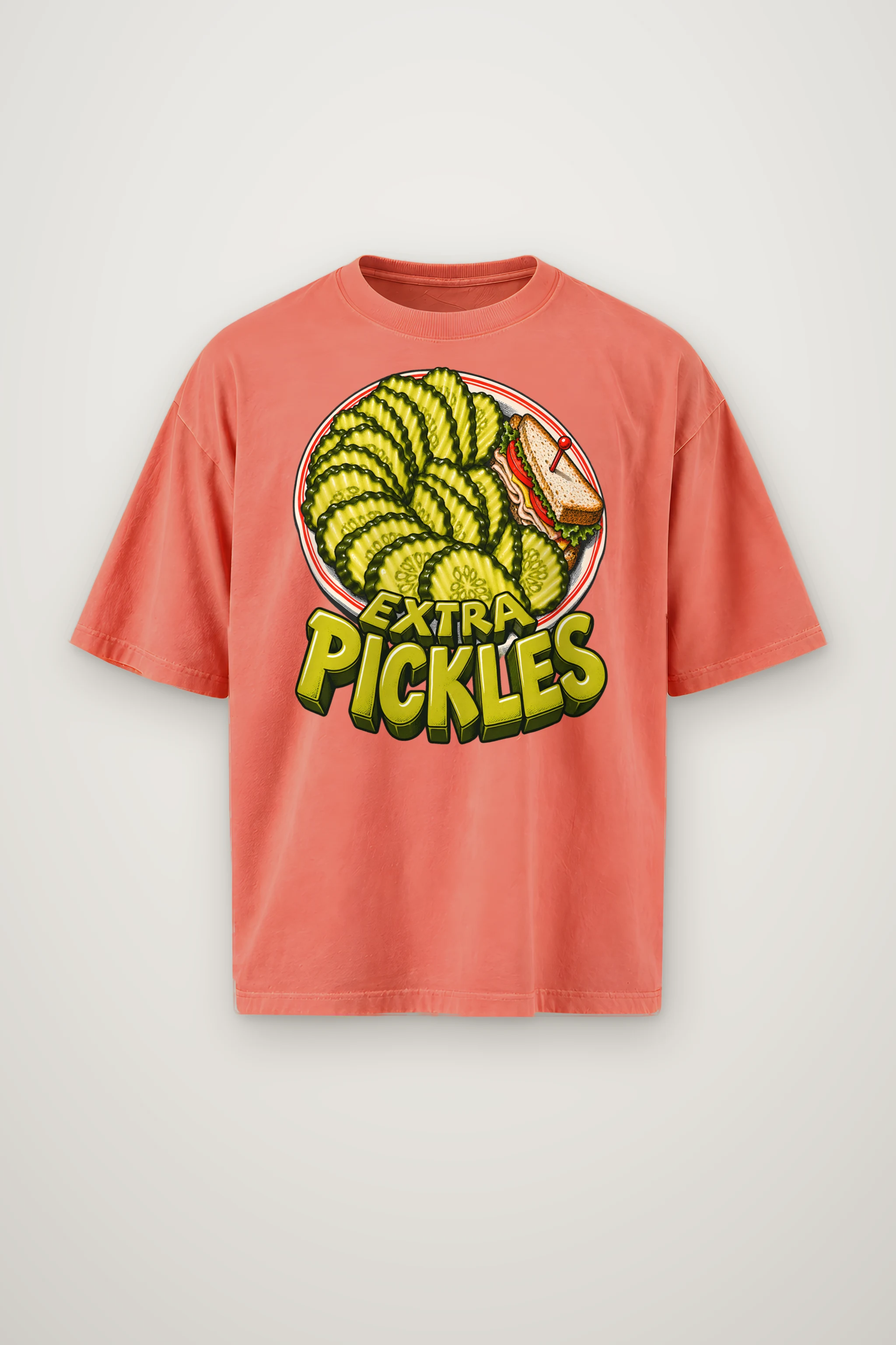 "Extra Pickles" Men's Oversized Heavyweight Crewneck T-Shirt