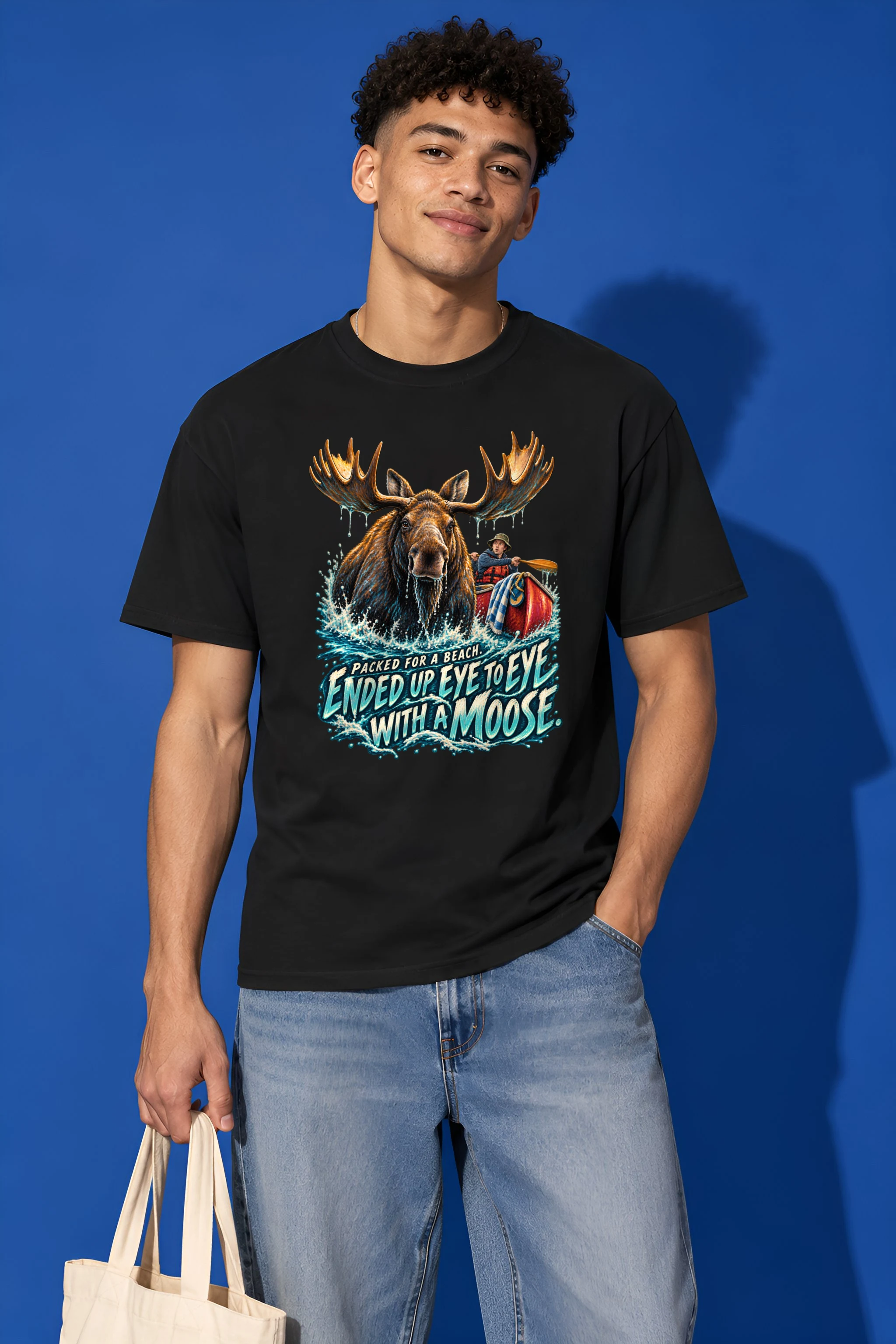 "Eye to Eye With a Moose" Heavyweight Unisex Crewneck T-shirt