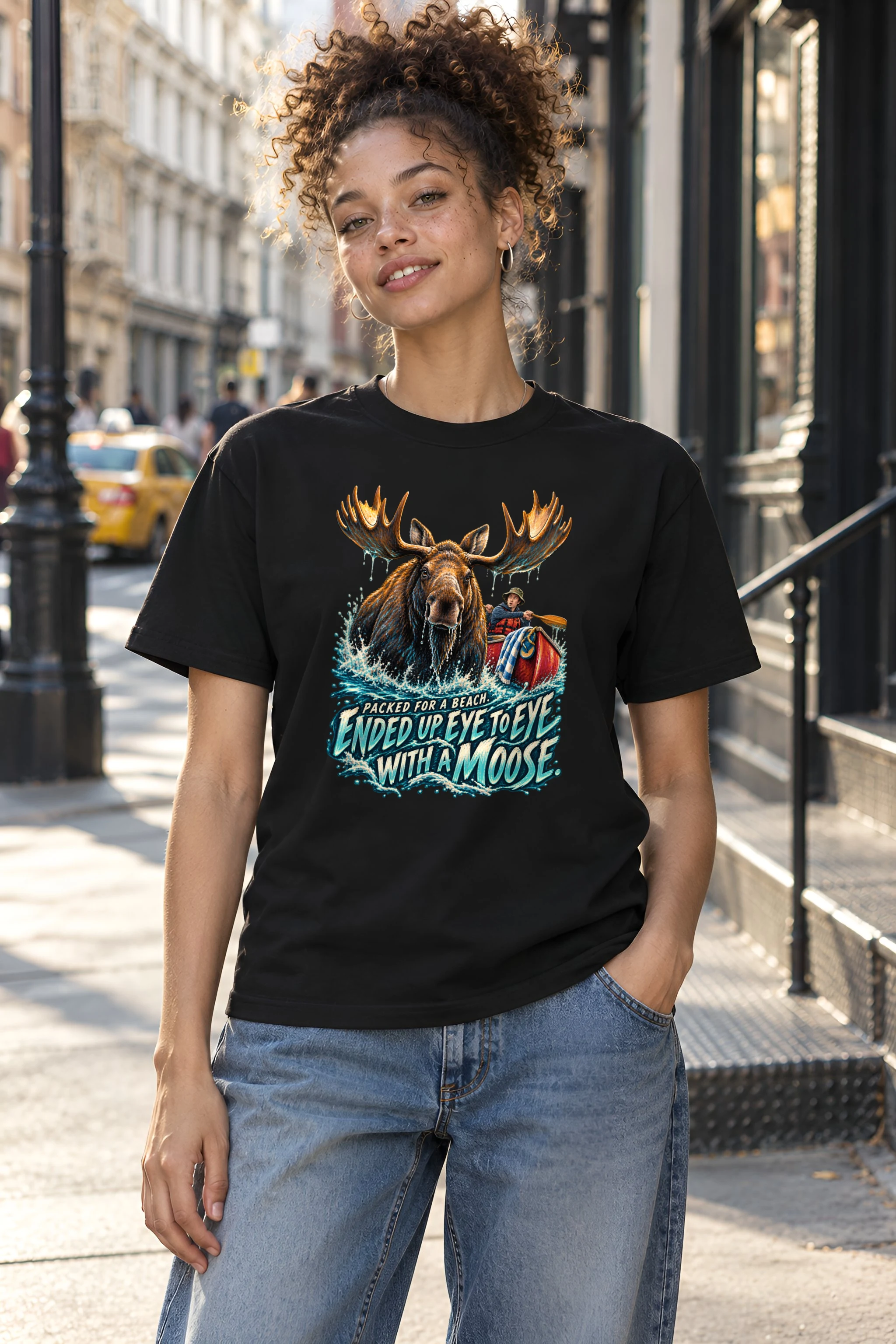 "Eye to Eye With a Moose" Heavyweight Unisex Crewneck T-shirt