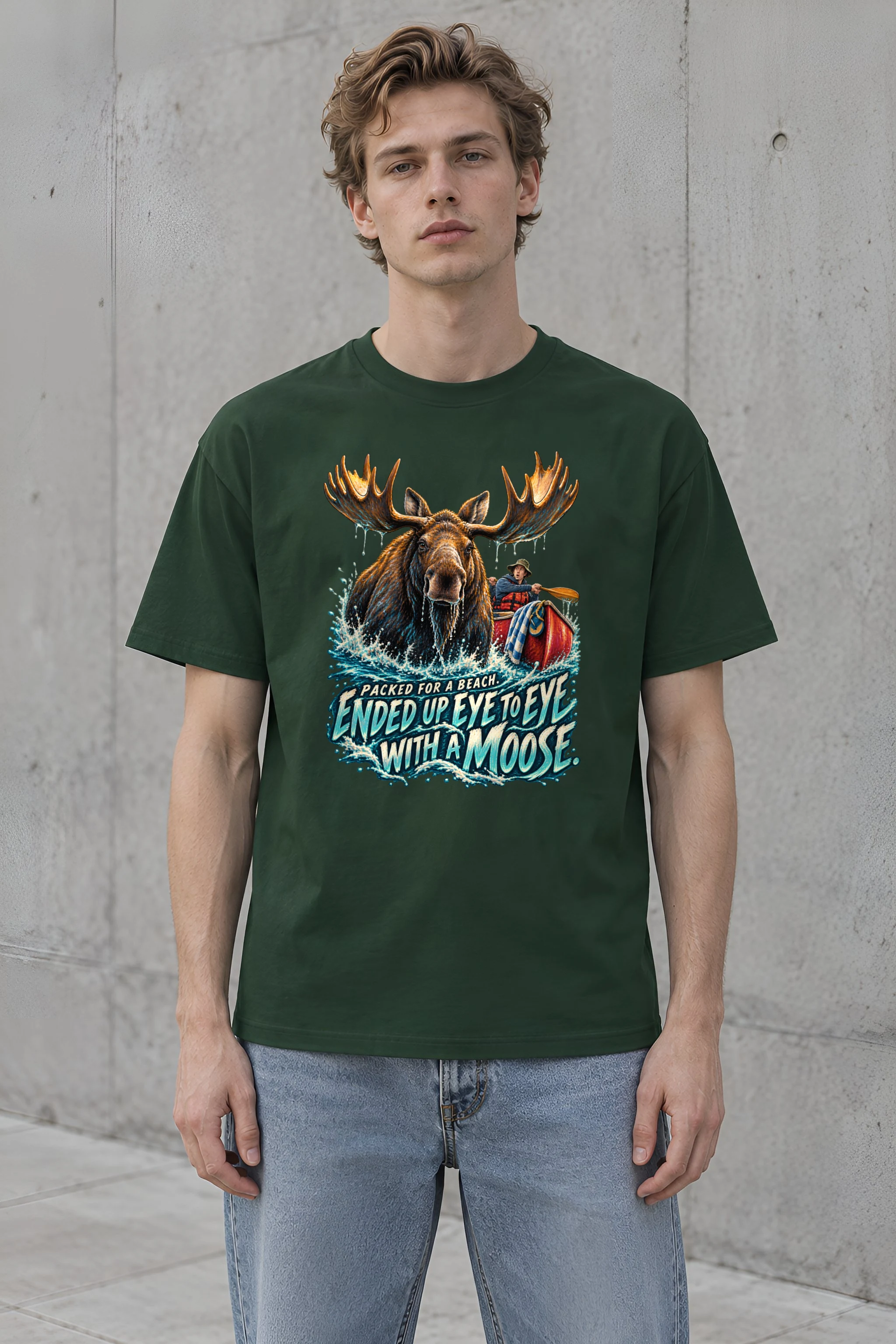 "Eye to Eye With a Moose" Heavyweight Unisex Crewneck T-shirt