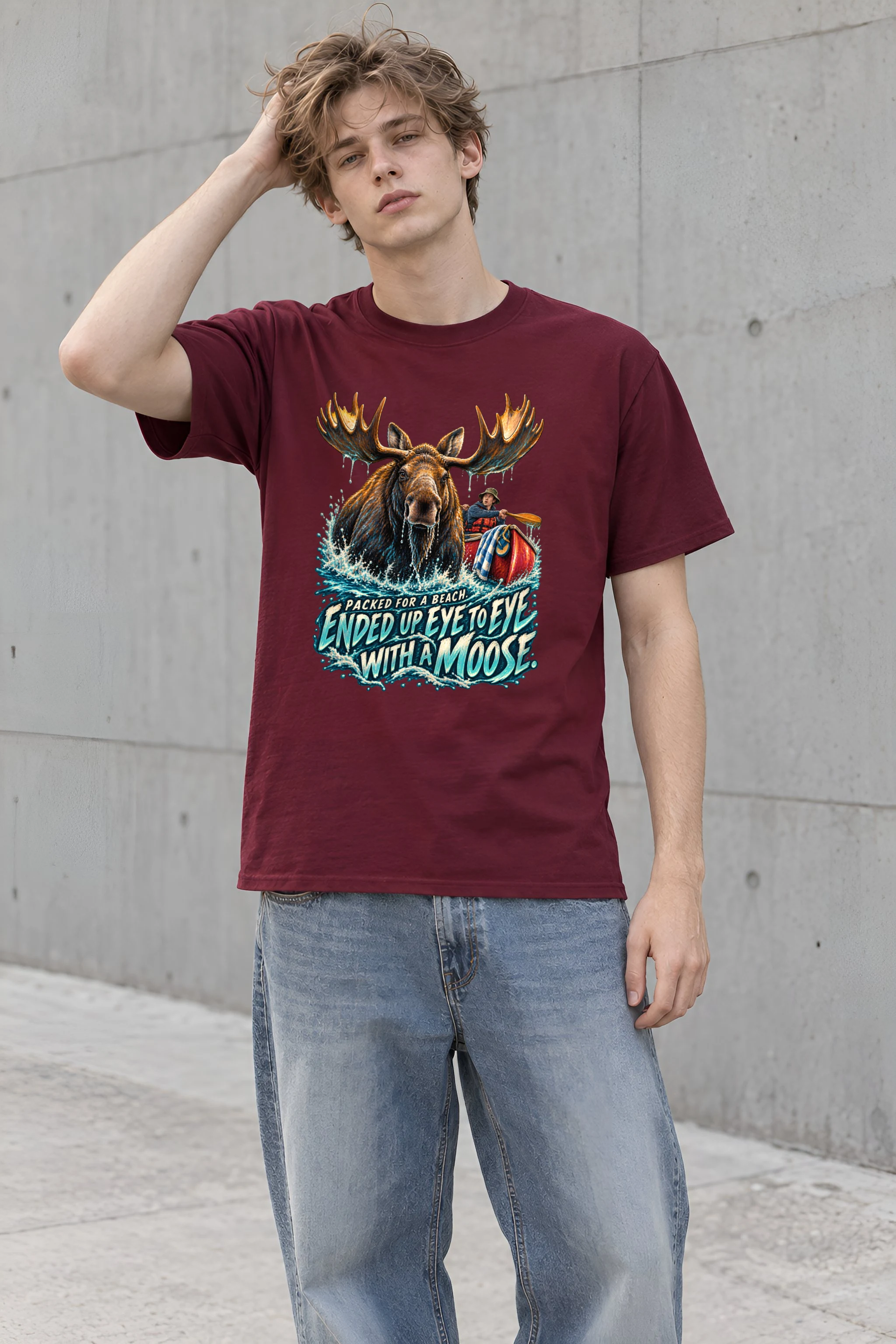 "Eye to Eye With a Moose" Heavyweight Unisex Crewneck T-shirt