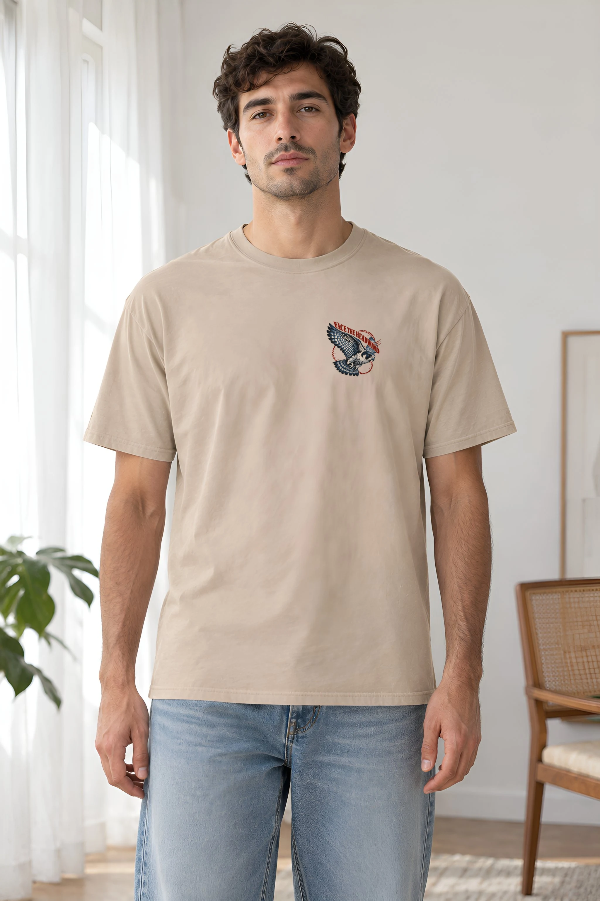 "Face the Headwind" Heavyweight Unisex Crewneck T-shirt