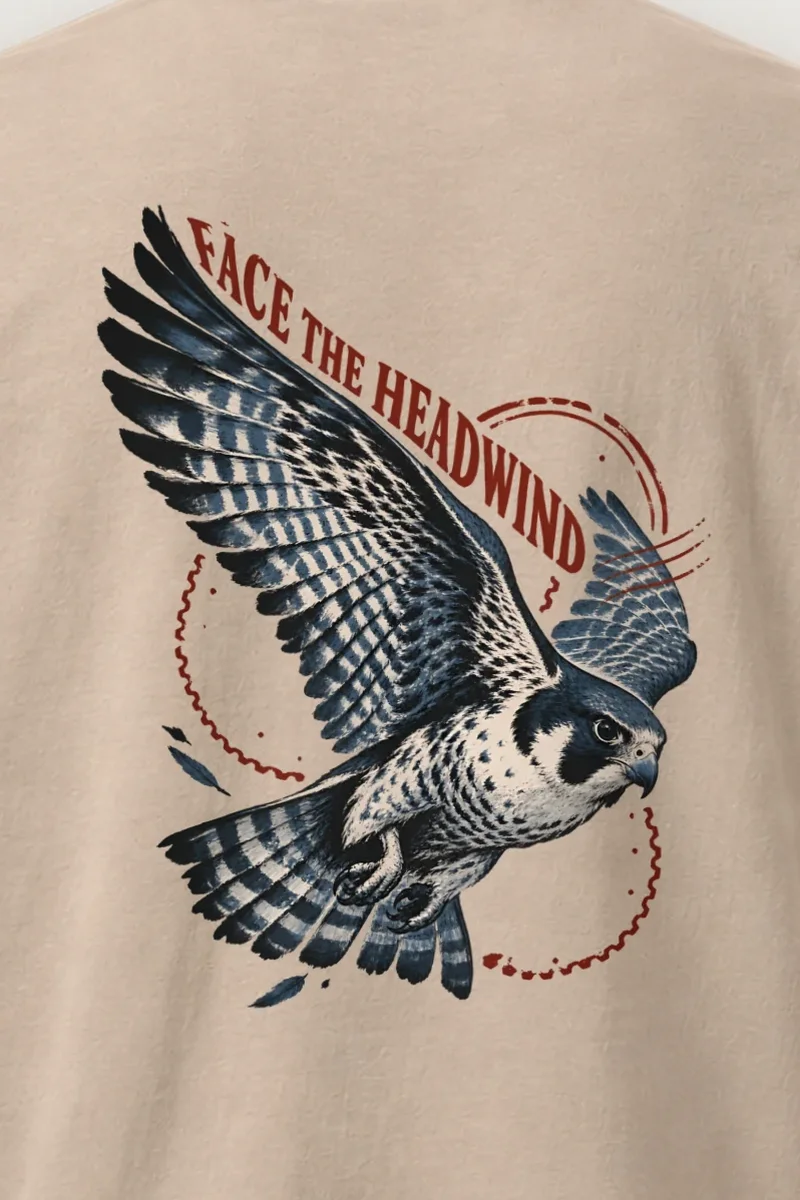 "Face the Headwind" Heavyweight Unisex Crewneck T-shirt - the graphic up close