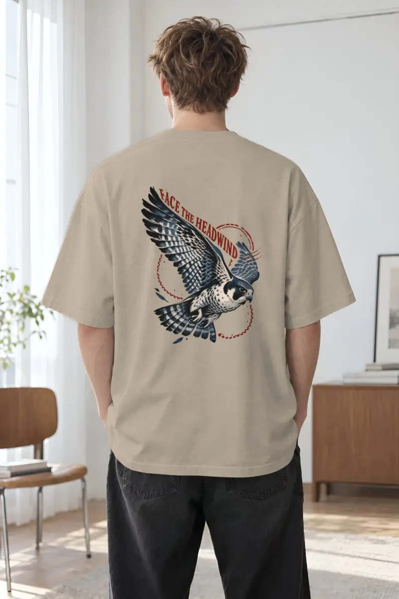 "Face the Headwind" Unisex Oversized Heavyweight Crewneck T-Shirt