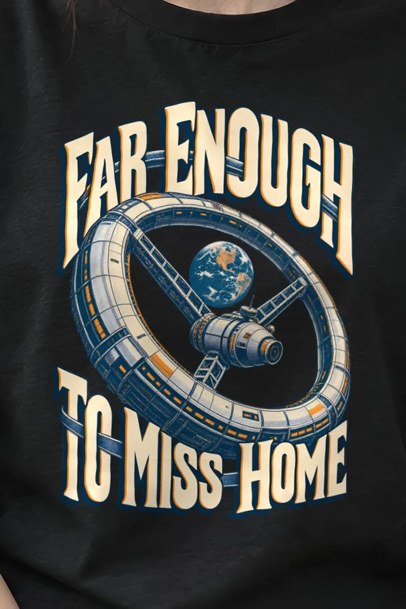 "Far Enough To Miss Home" Heavyweight Unisex Crewneck T-shirt - the graphic up close
