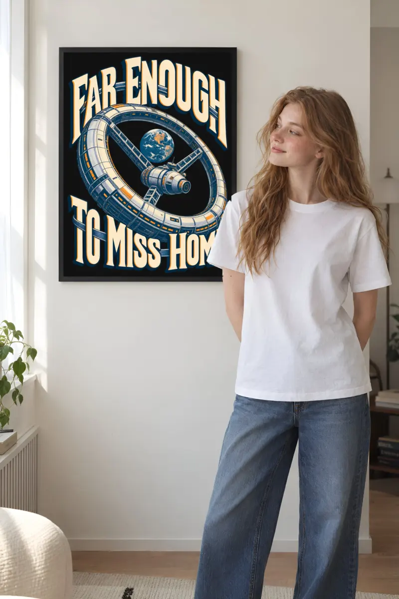 “Far Enough to Miss Home” Premium Wooden Framed Poster