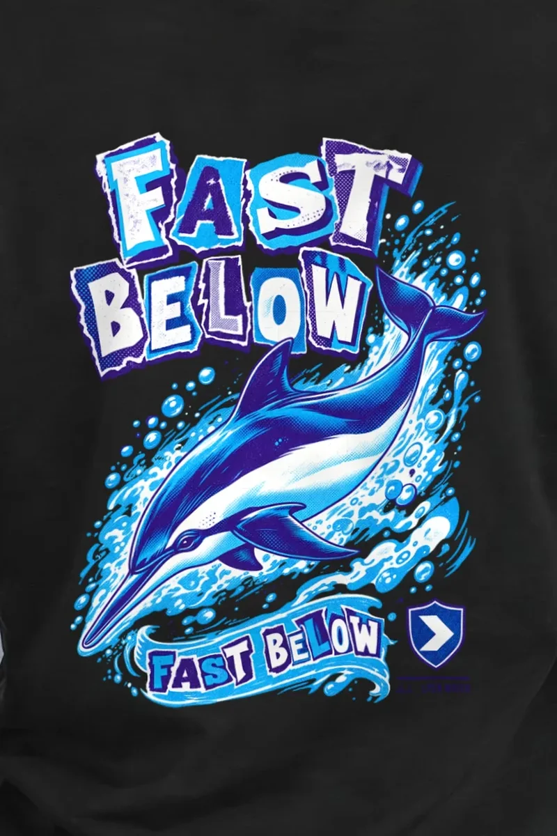 "Fast Below" Heavyweight Unisex Crewneck T-shirt - the graphic up close