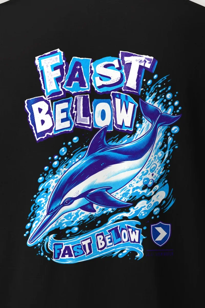 "Fast Below" Heavyweight Unisex Crewneck T-shirt - the graphic up close