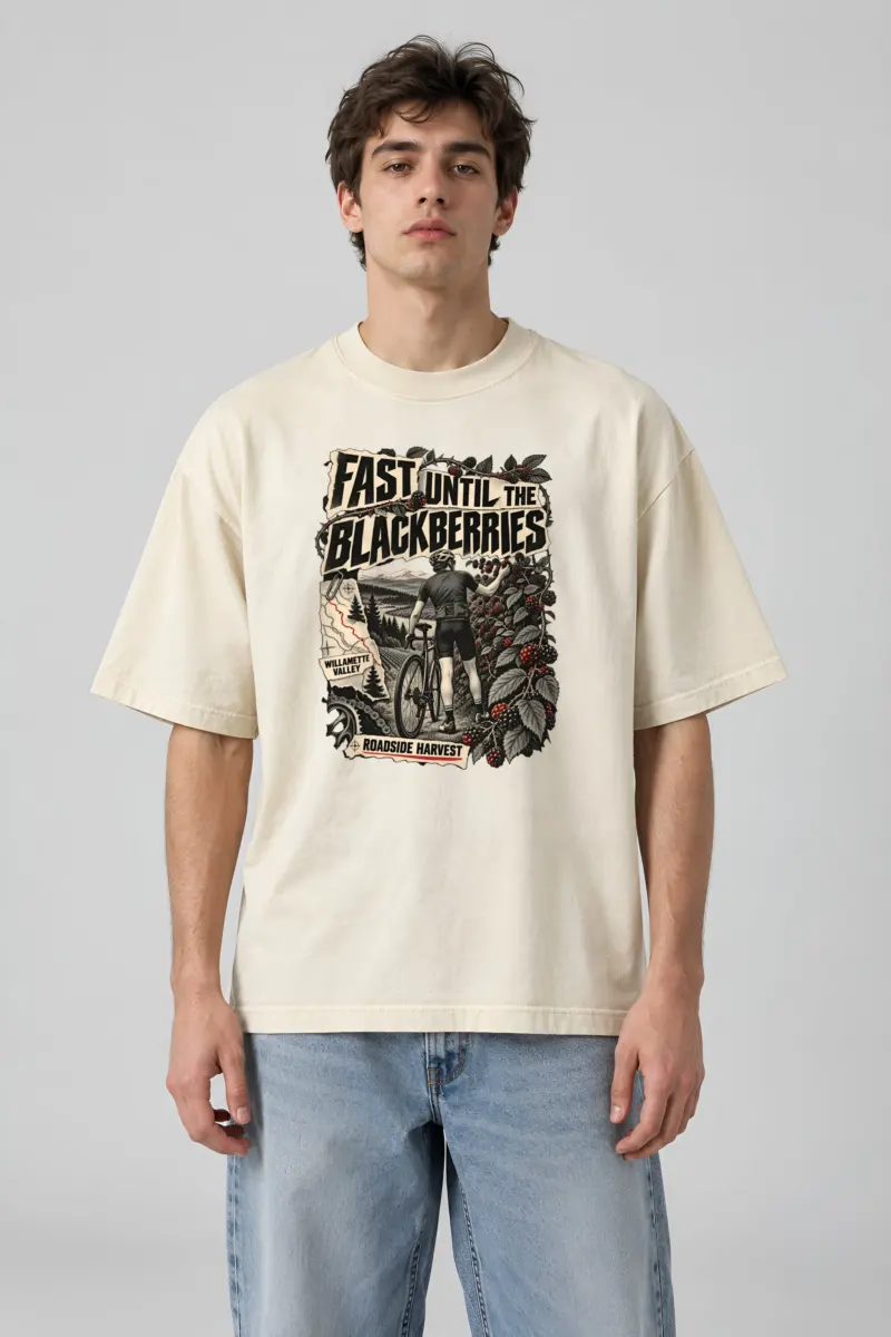 "Fast Until The Blackberries" Men's Oversized Heavyweight Crewneck T-Shirt