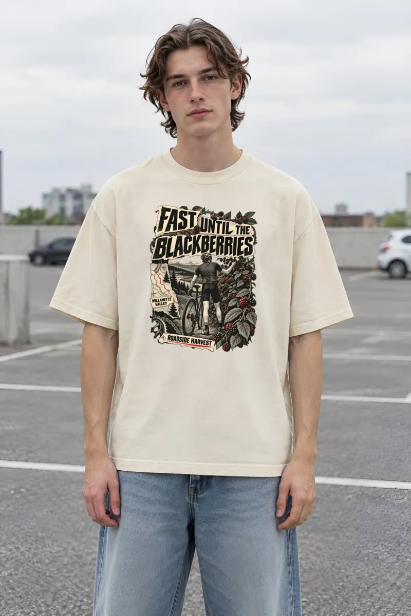 "Fast Until The Blackberries" Men's Oversized Heavyweight Crewneck T-Shirt