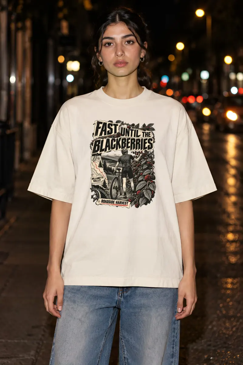 "Fast Until The Blackberries" Unisex Oversized Heavyweight Crewneck T-Shirt