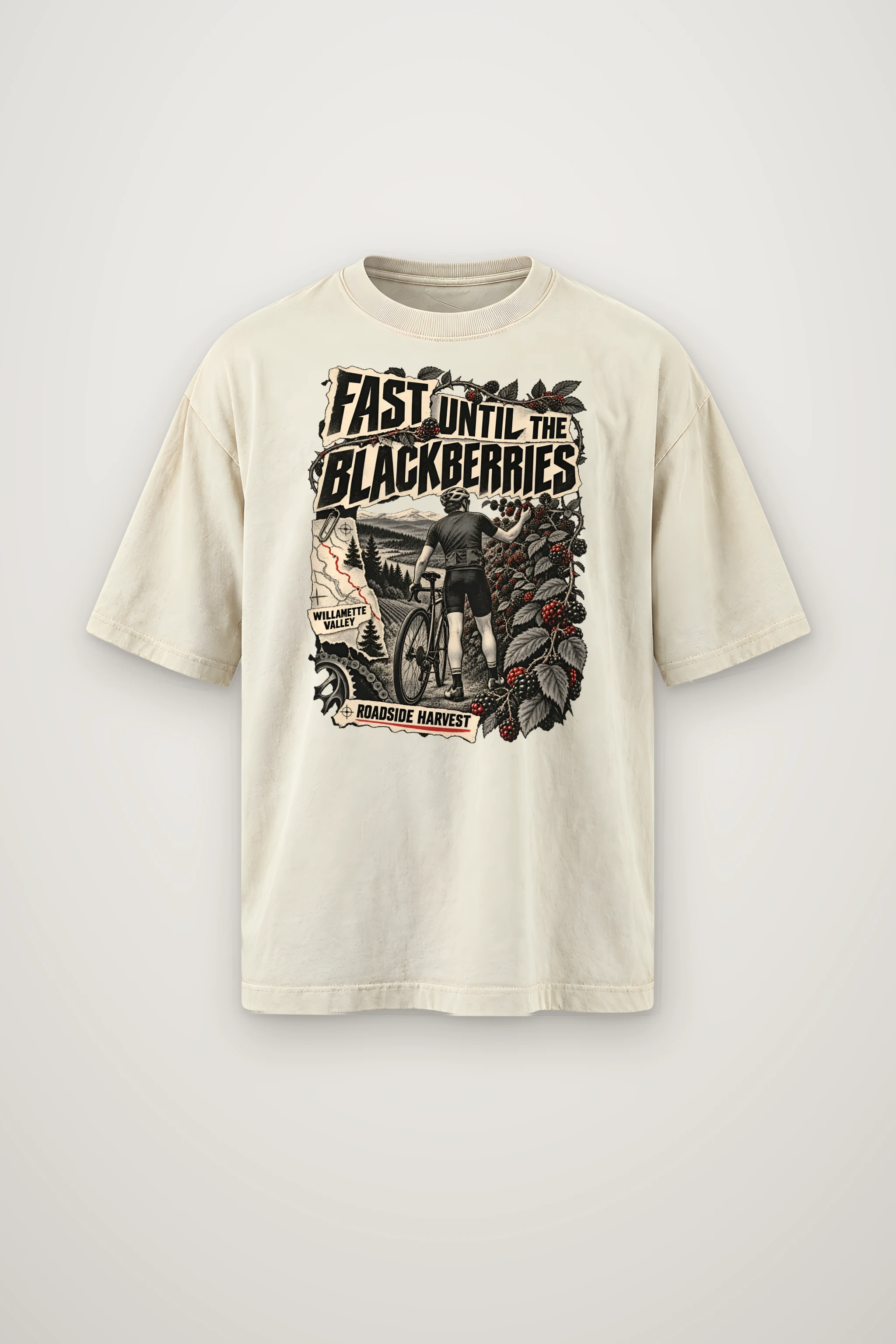 "Fast Until The Blackberries" Men's Oversized Heavyweight Crewneck T-Shirt