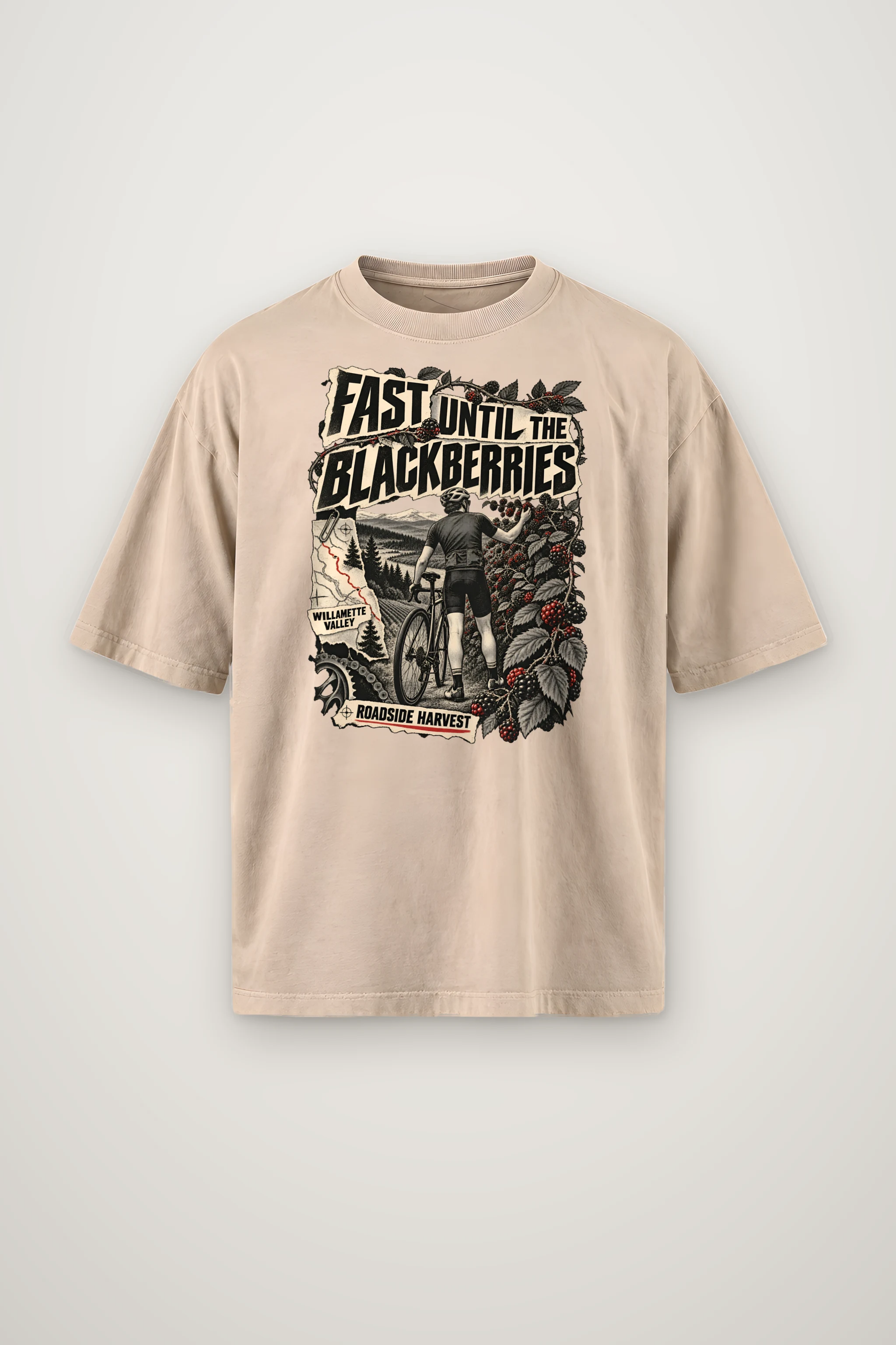 "Fast Until The Blackberries" Men's Oversized Heavyweight Crewneck T-Shirt