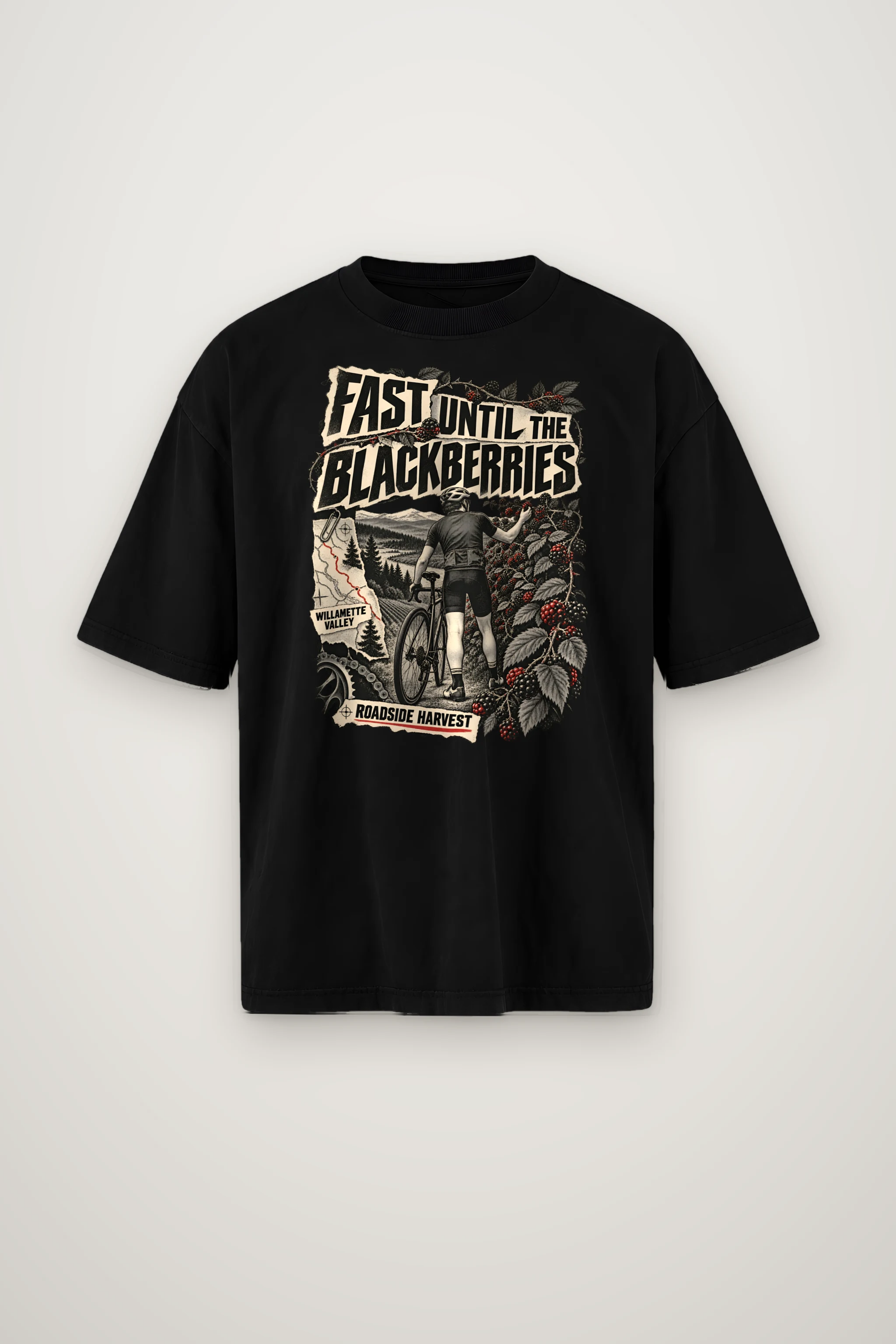 "Fast Until The Blackberries" Men's Oversized Heavyweight Crewneck T-Shirt