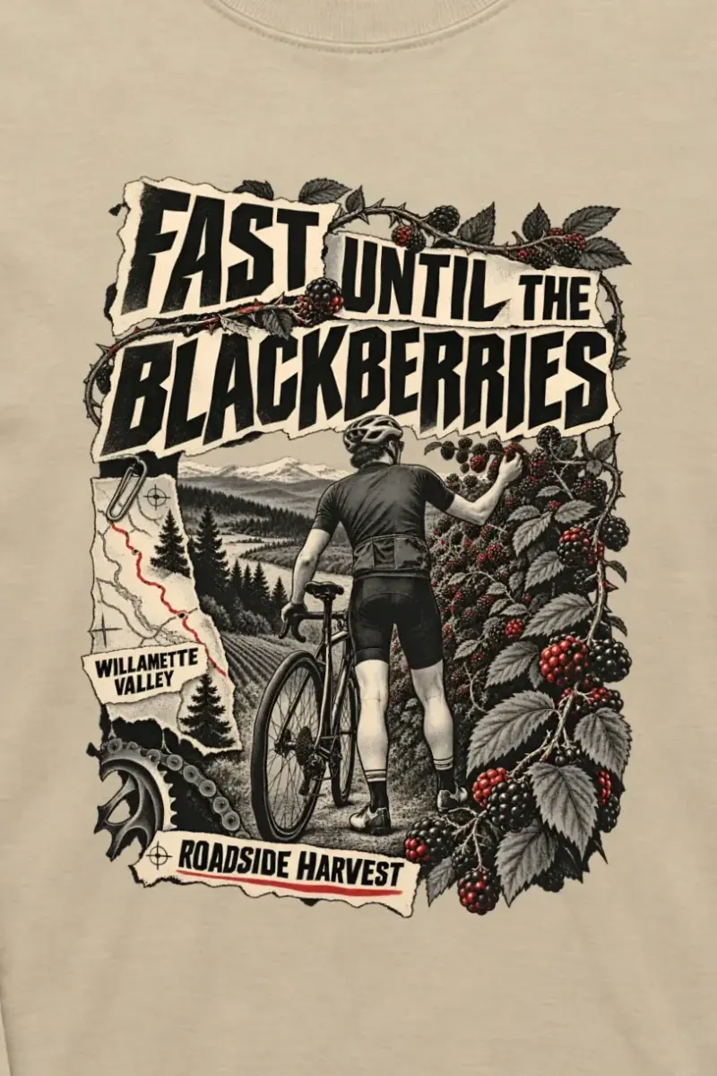 "Fast Until The Blackberries" Unisex Longsleeve T-shirt - the graphic up close