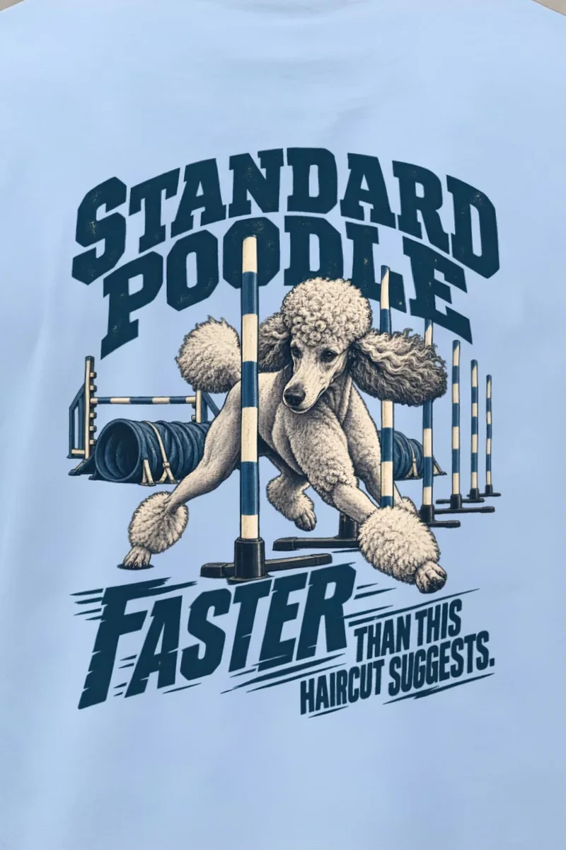 "Faster Than This Haircut Suggests" Heavyweight Unisex Crewneck T-shirt - the graphic up close