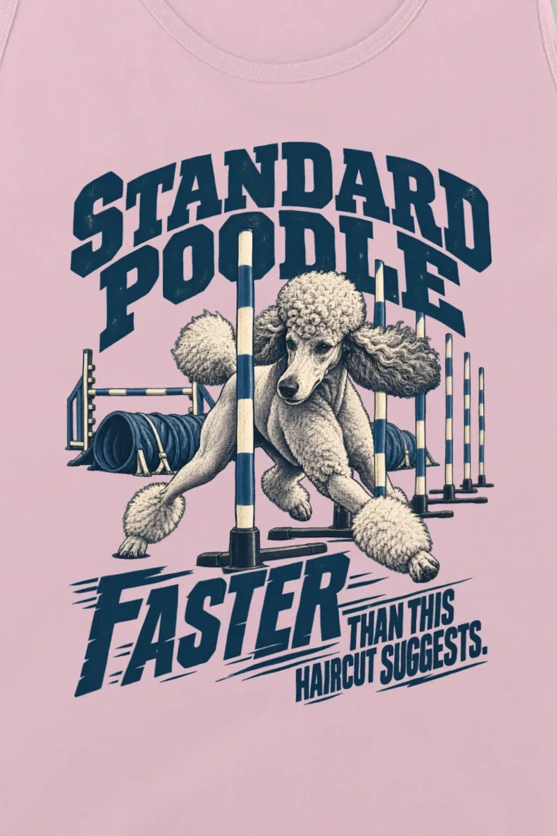 "Faster Than This Haircut Suggests" Unisex Jersey Tank - the graphic up close