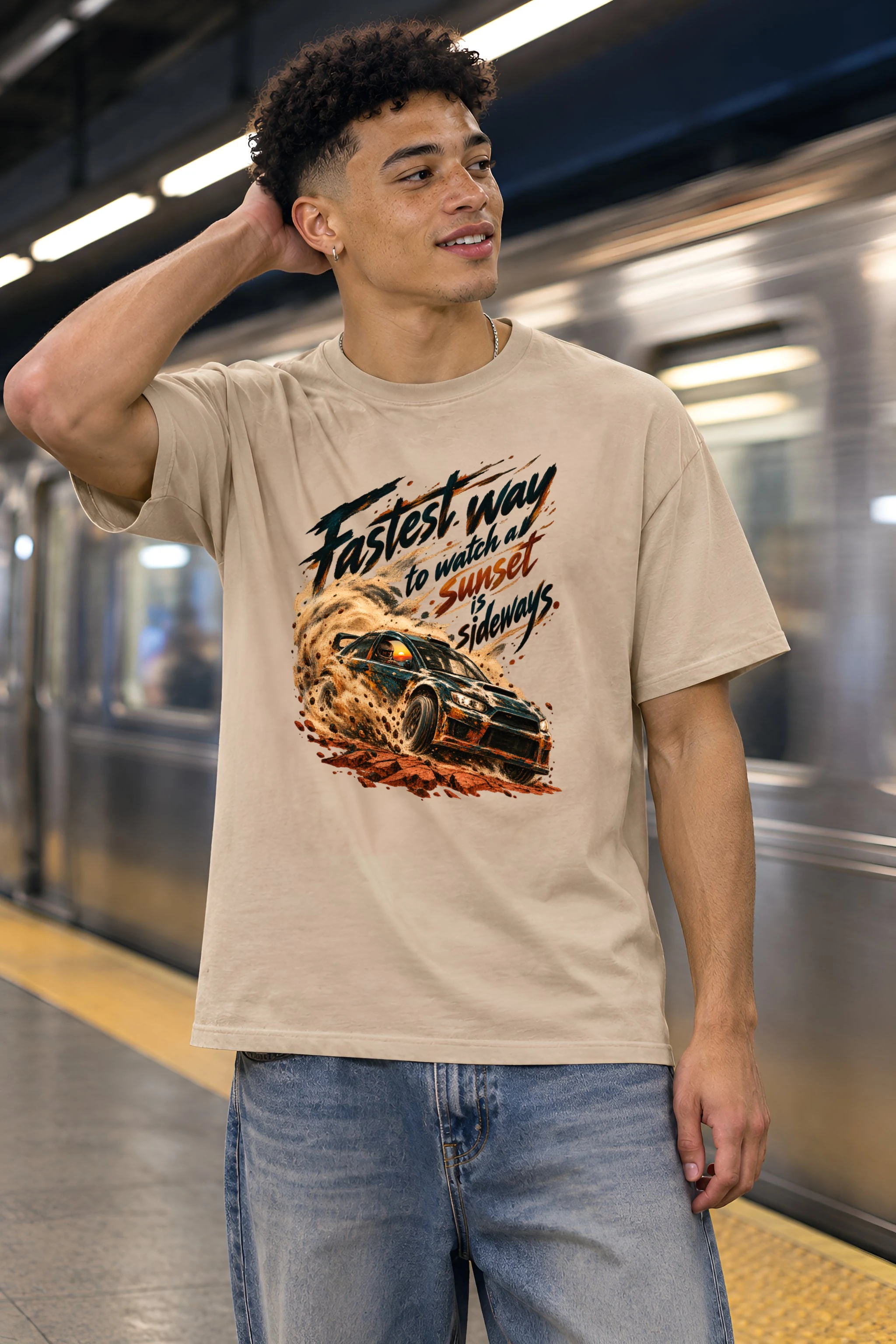 "Fastest Way to Watch a Sunset" Heavyweight Unisex Crewneck T-shirt