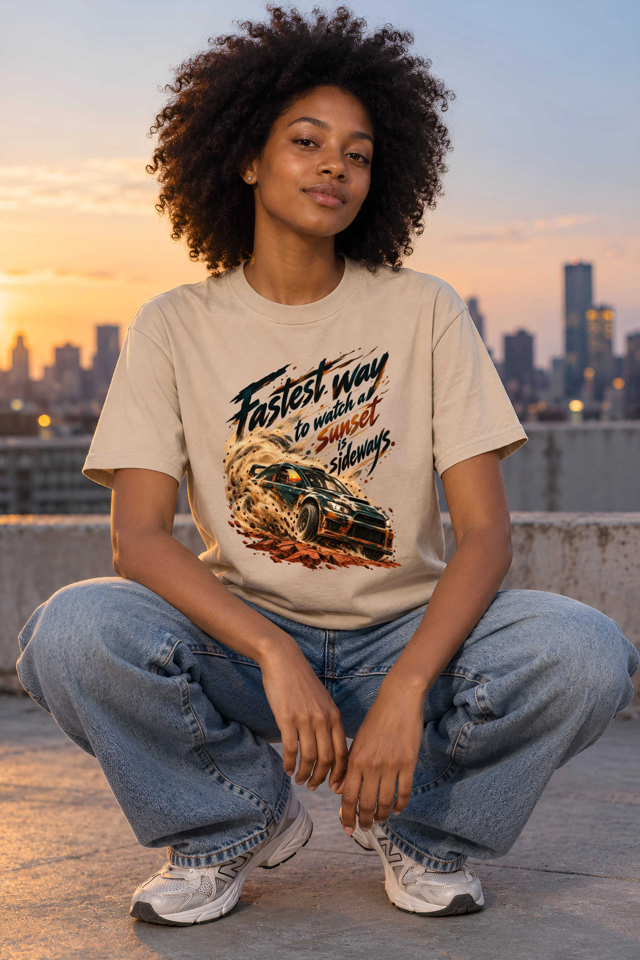 "Fastest Way to Watch a Sunset" Heavyweight Unisex Crewneck T-shirt