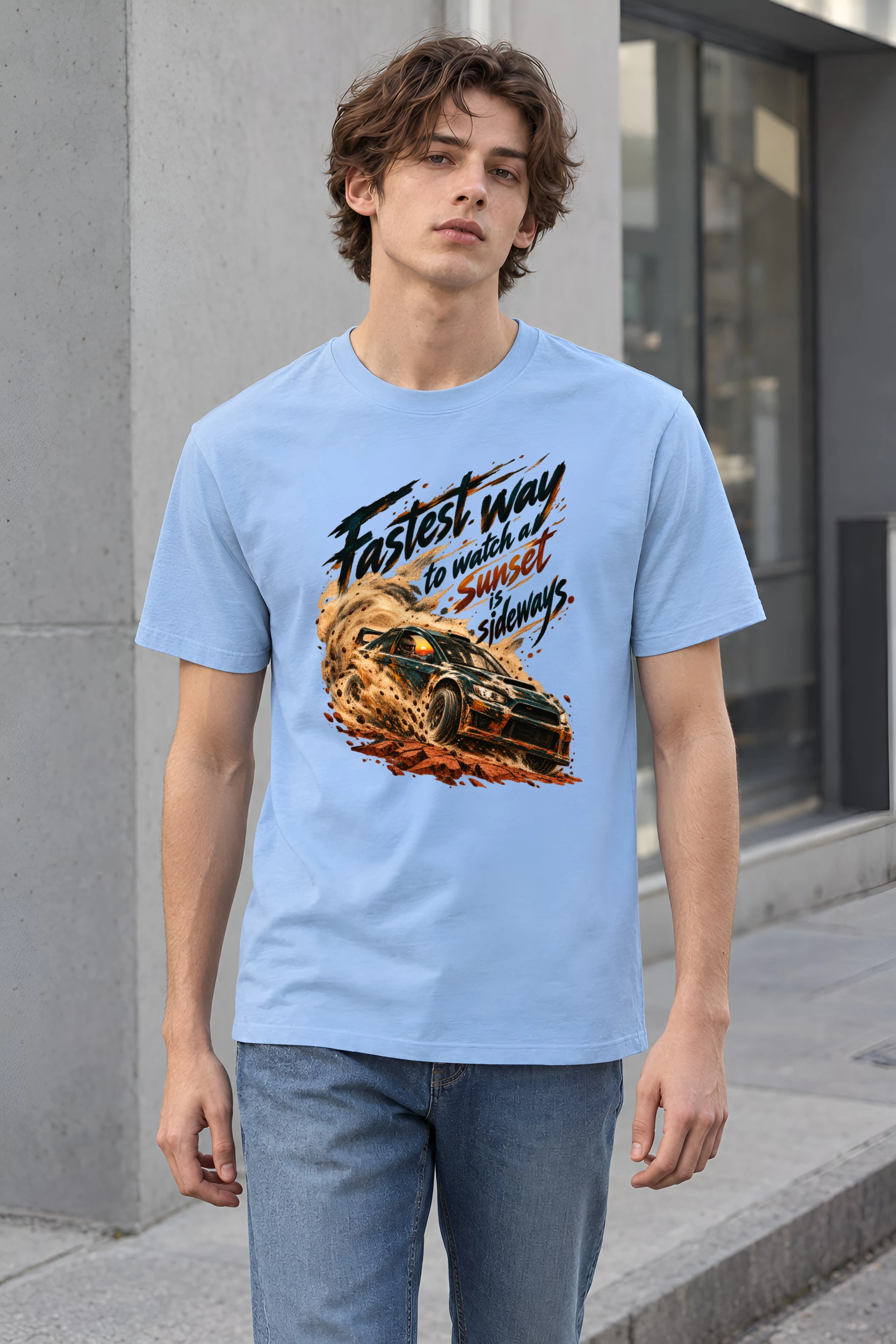 "Fastest Way to Watch a Sunset" Heavyweight Unisex Crewneck T-shirt