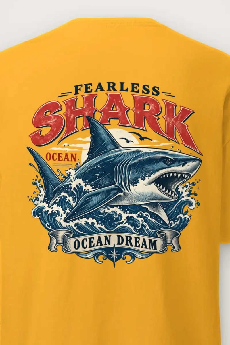 "Fearless Shark Ocean" Heavyweight Unisex Crewneck T-shirt