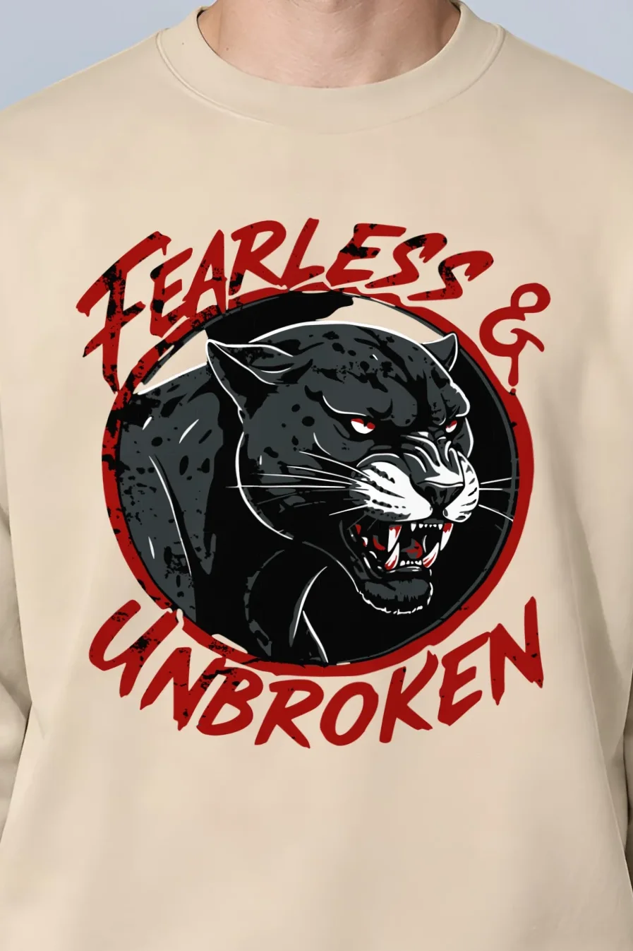 "Fearless & Unbroken" 1 Crewneck Sweatshirt - the graphic up close
