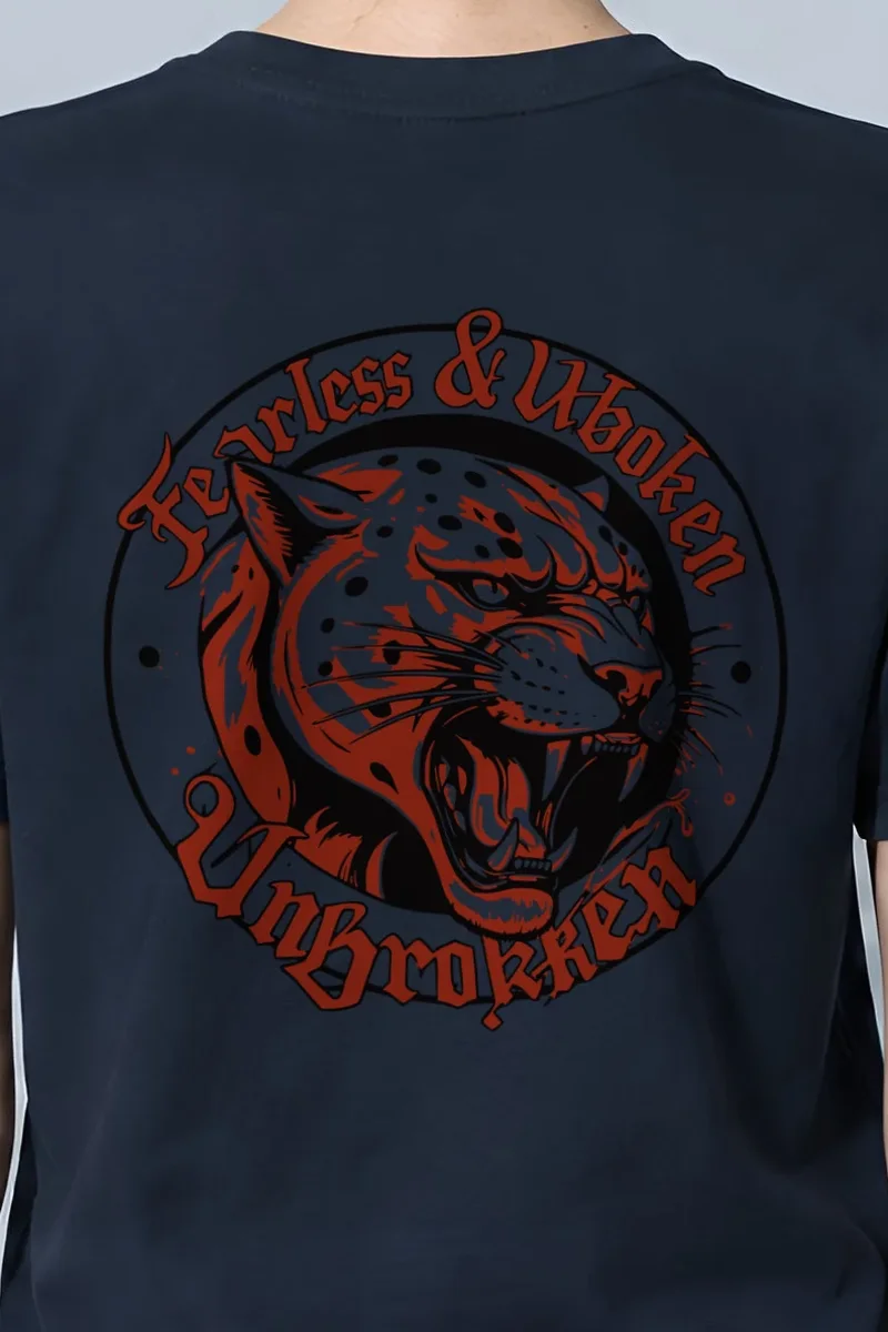 "Fearless & Woken UnBroken" Heavyweight Unisex Crewneck T-shirt - the graphic up close