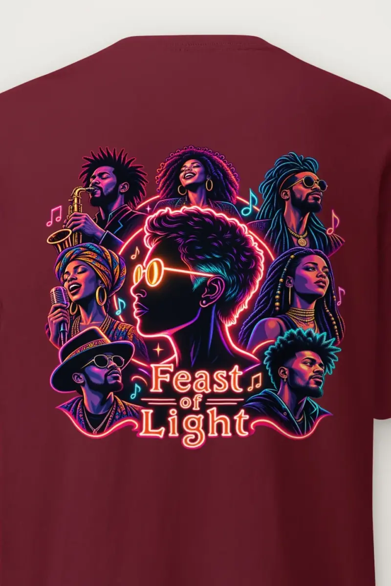 "Feast Of Light" Heavyweight Unisex Crewneck T-shirt - the graphic up close