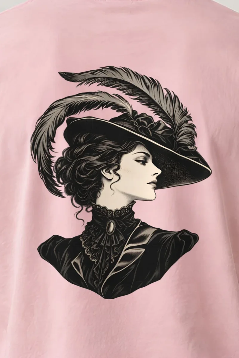"Feathered Silhouette" Heavyweight Unisex Crewneck T-shirt - the graphic up close