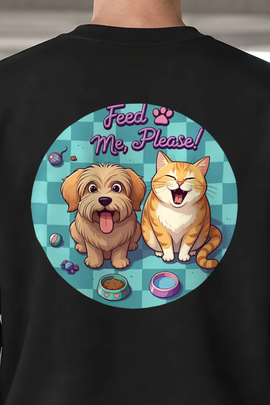 "Feed Me, Please!" 1 Crewneck Sweatshirt - the graphic up close