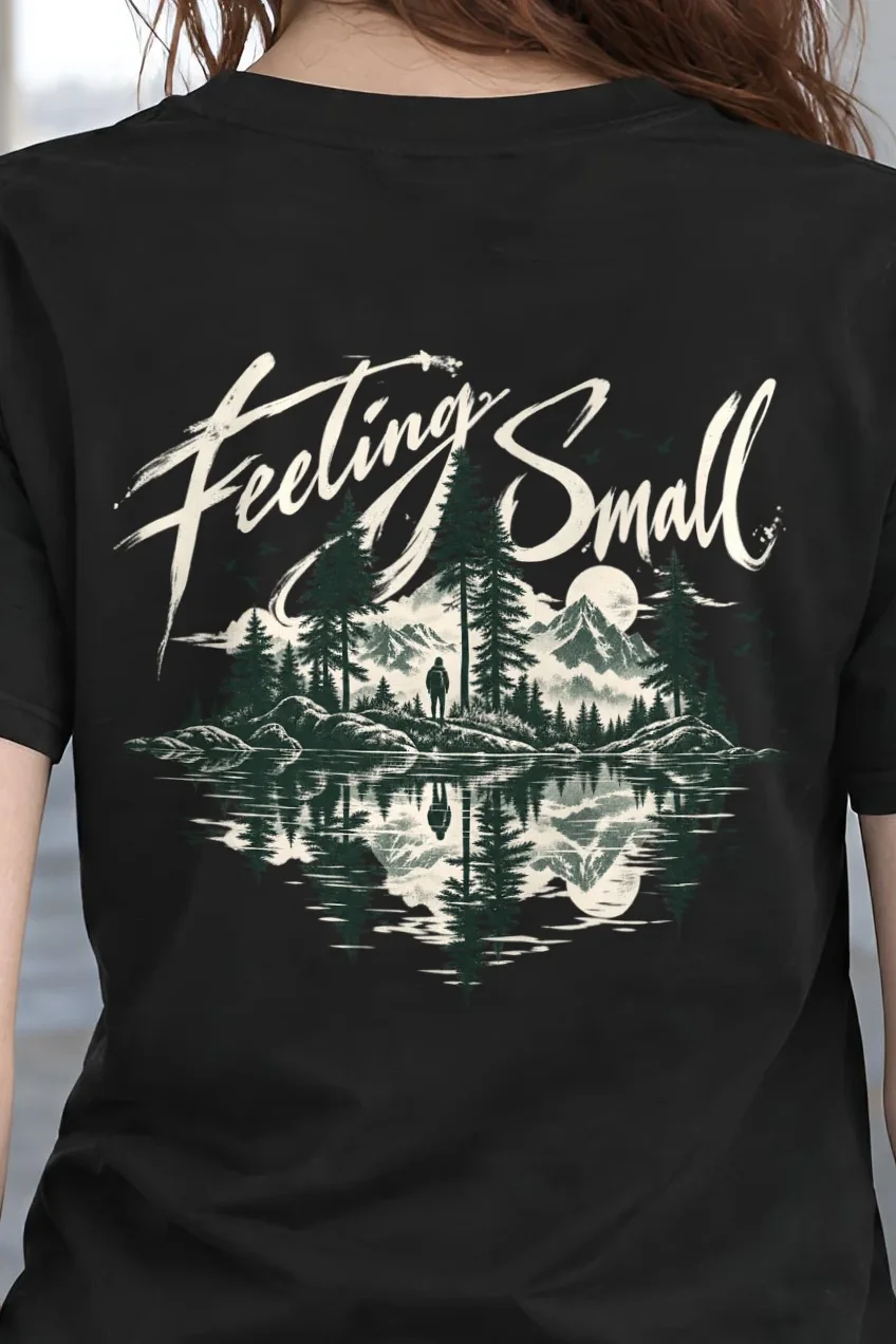 "Feeling Small" Heavyweight Unisex Crewneck T-shirt - the graphic up close