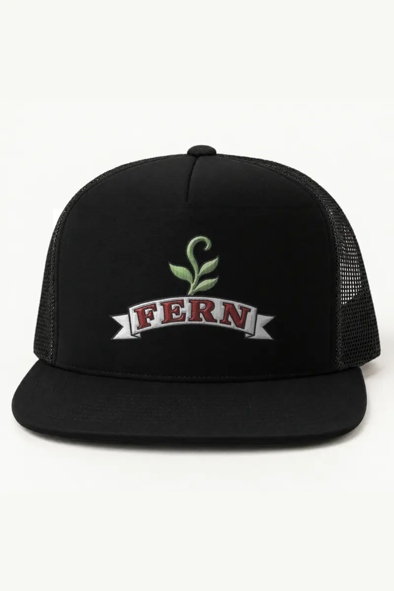 "FERN" 5 Panel Trucker Cap · Embroidered
