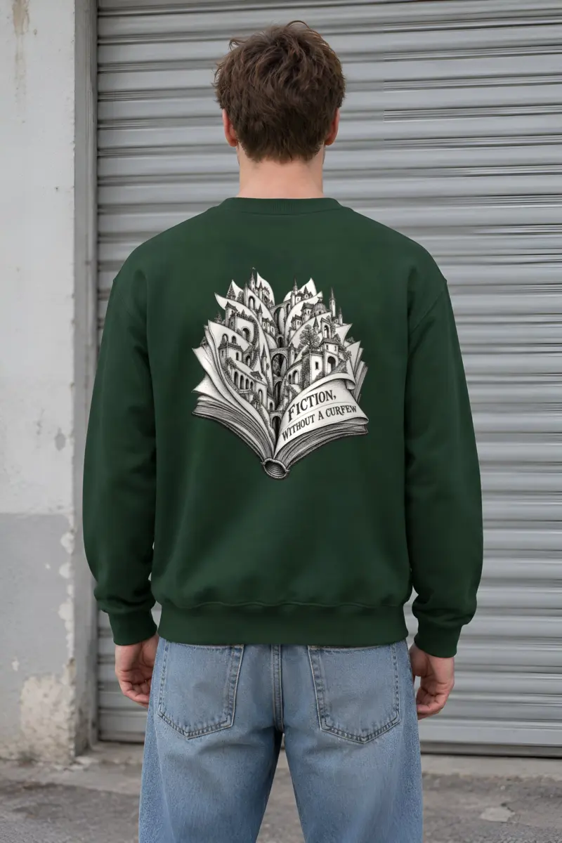 “Fiction, Without a Curfew” Heavy Blend Unisex Crewneck Sweatshirt