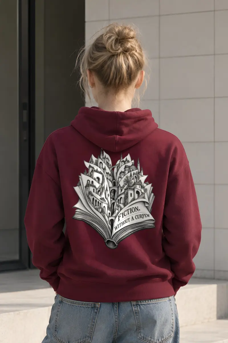 “Fiction, Without a Curfew” Heavy Blend Unisex Pullover Hoodie