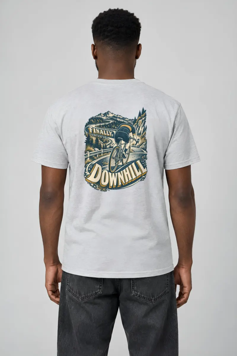 “Finally, Downhill” Heavyweight Unisex Crewneck T-shirt